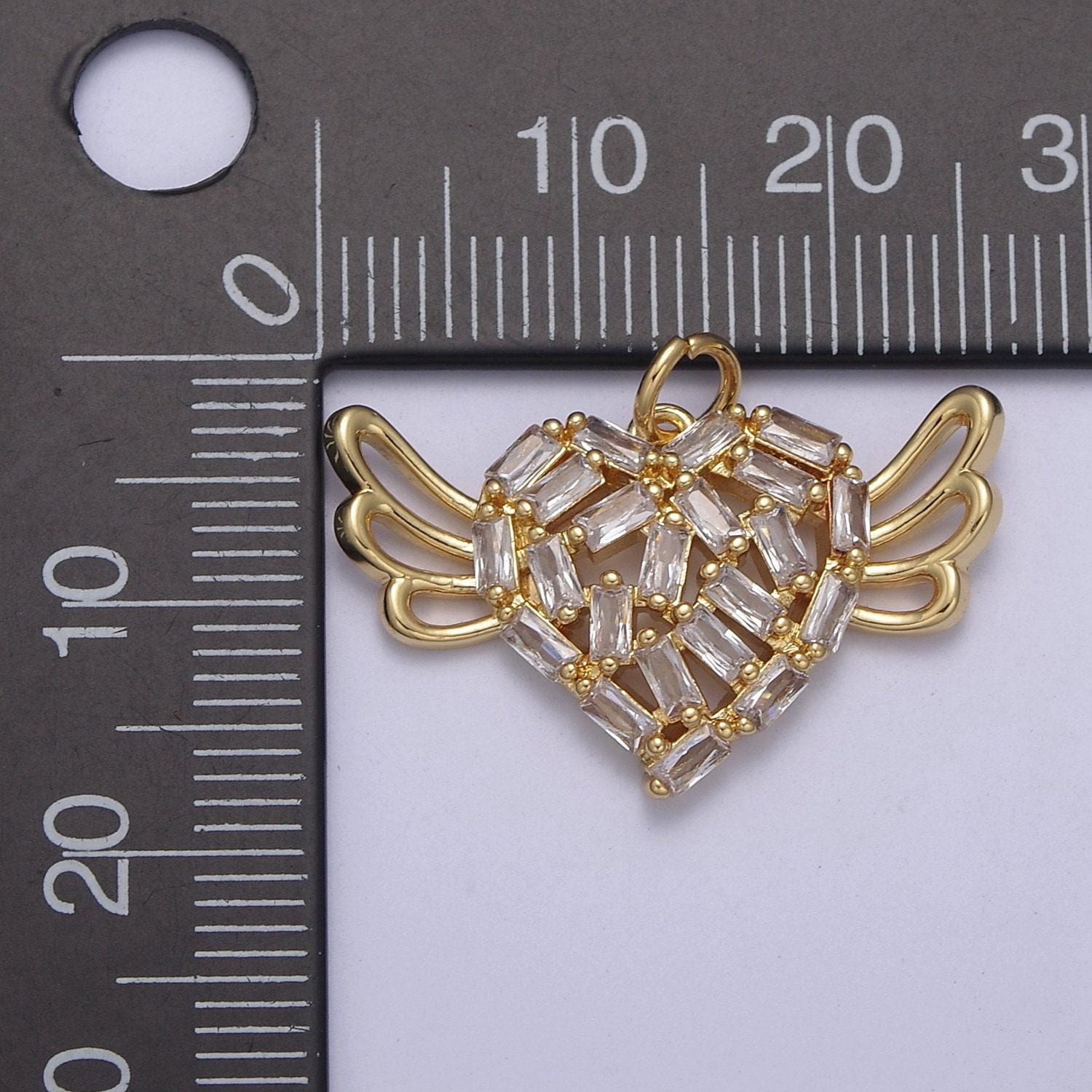 1pc gold micro pave cz heart pendant charm, hearts with micro pave cz pendant charm, heart pendant, for diy jewelry - c307
