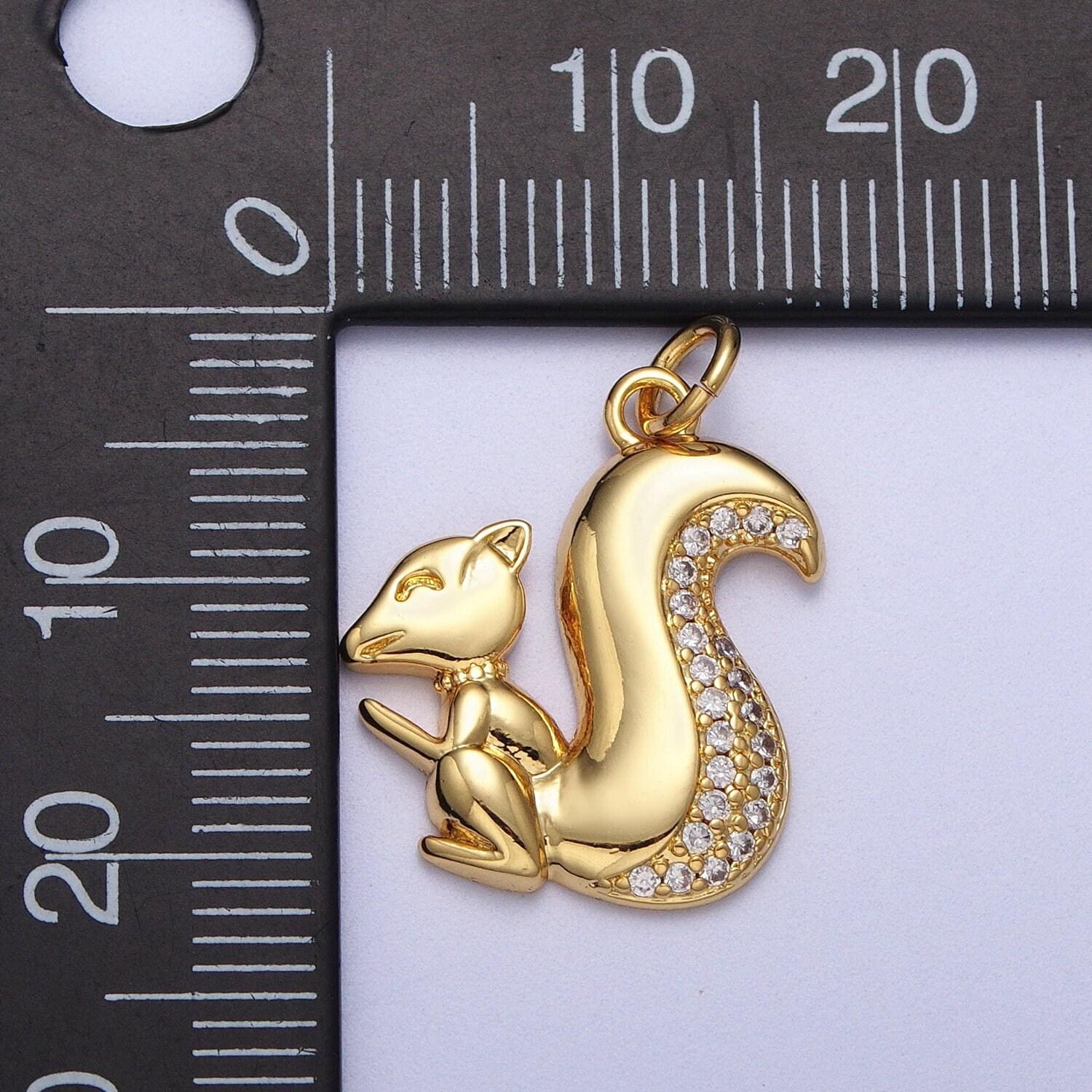 Gold squirrel charm, squirrel pendant, nature charm, animal charm silver chipmunk charm, woodland jewelry inspired c278