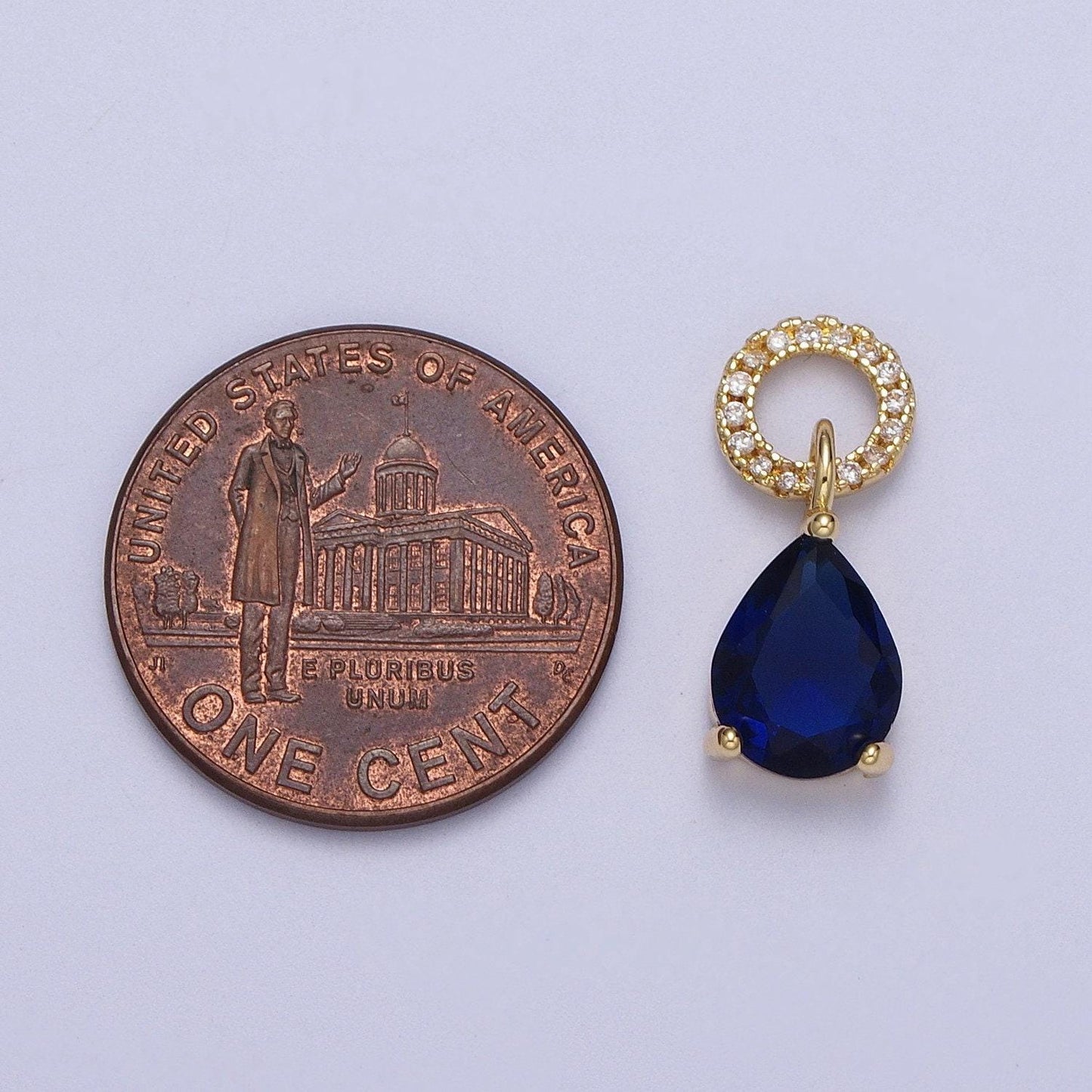 Teardrop cubic zirconia micro paved round bail charm for necklace bracelet component | c280