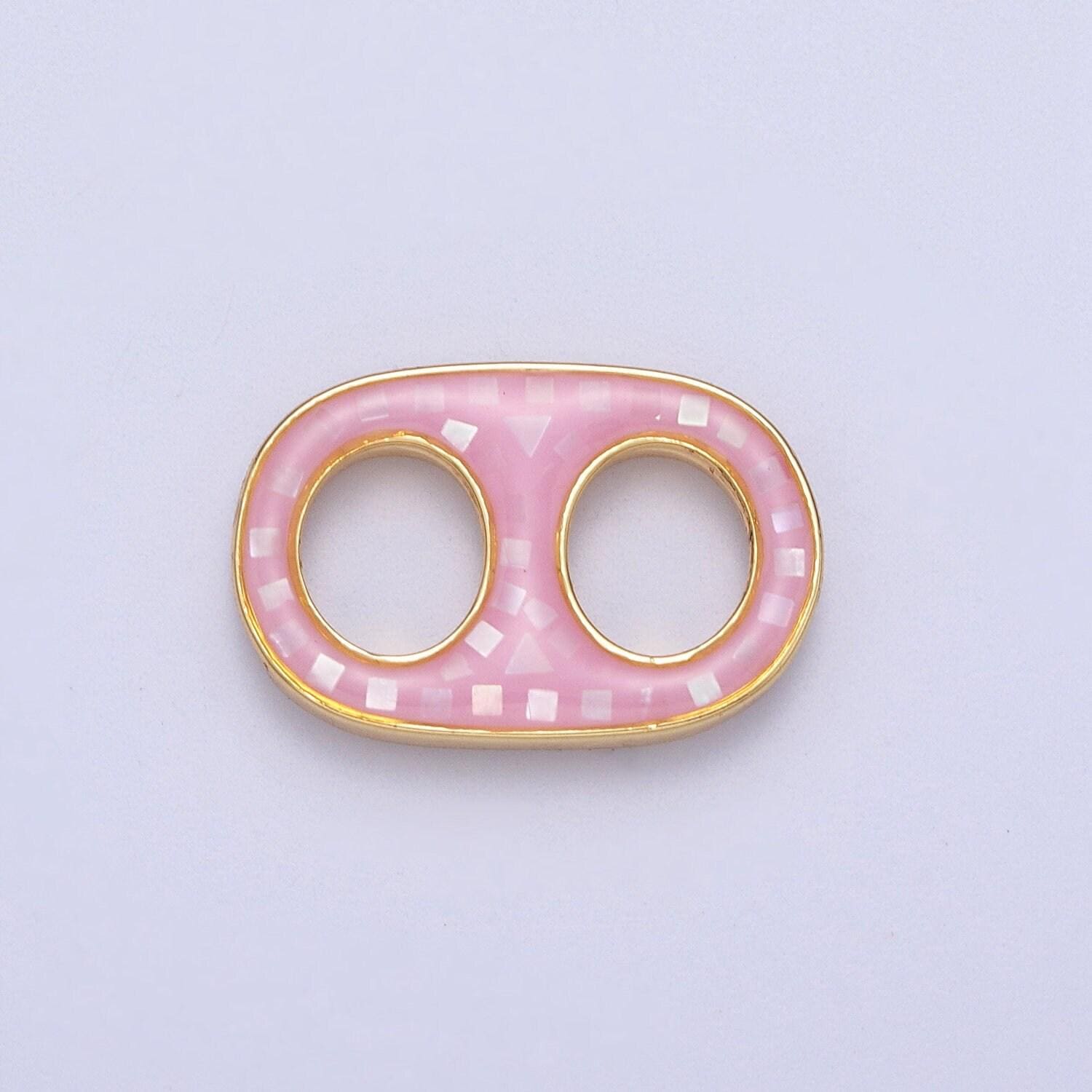 14k gold filled soda tab, pull tab, can tab pendant charm for necklace wholesale pendants green white pink blue abalone shell charm c244