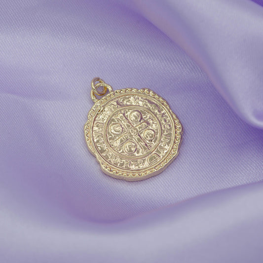 Double sided charm dainty gold coin cross charm rustic medallion for bracelet necklace pendant earring findings for jewelry making chgf 268