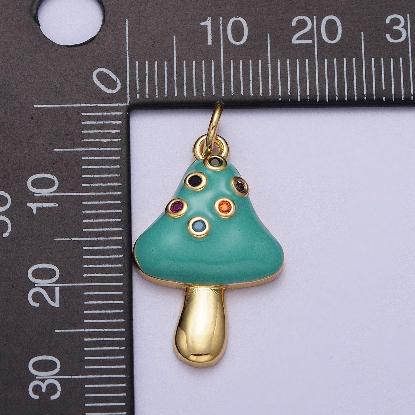 Gold filled mushroom pendant, multi color cz mushroom charm turquoise mushroom pendant teal mushroom pendant jewelry supply c222