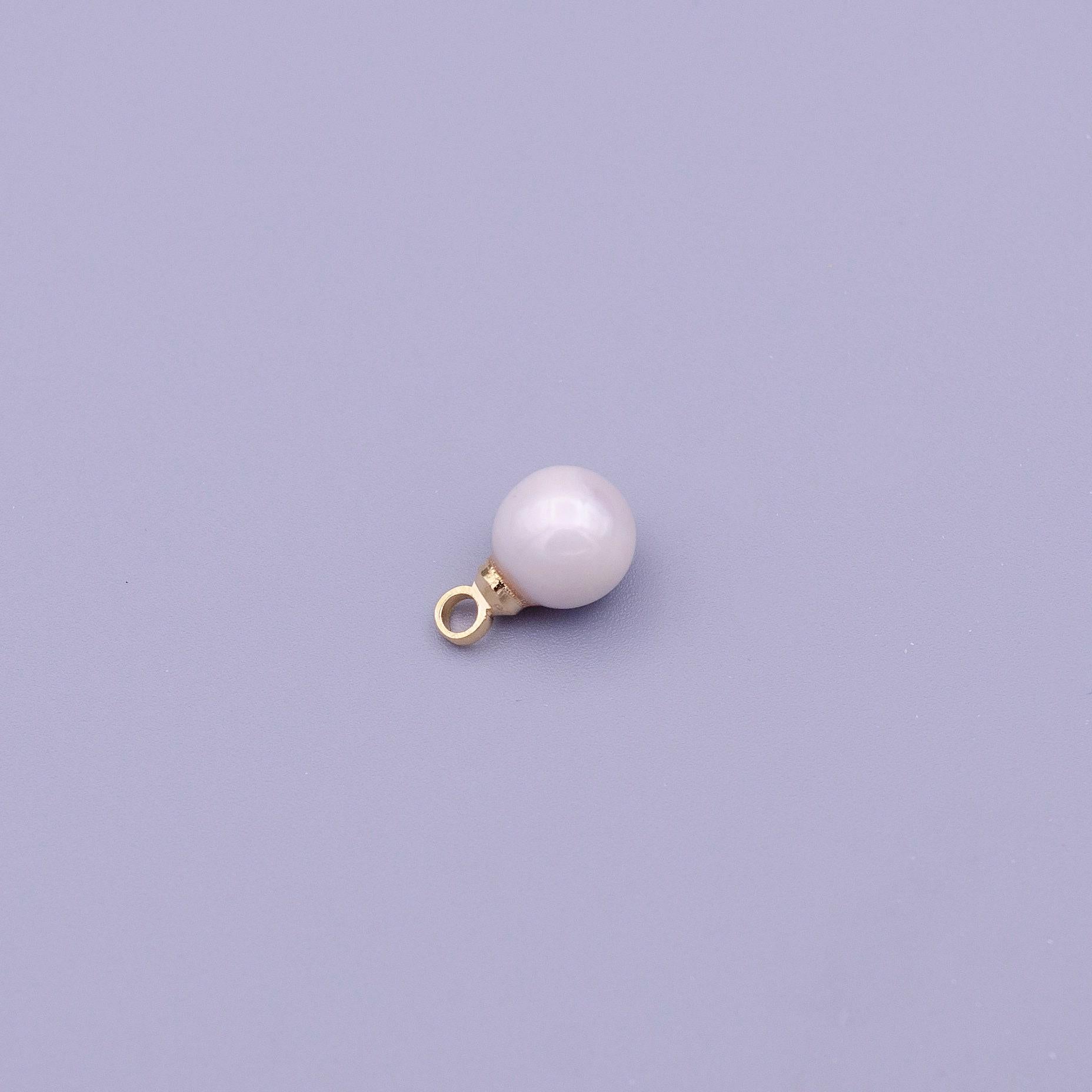 1x small fresh water pearl gold 6 mm real pearl mini charm minimalist bracelet necklace earring enhancer charm pendant c197