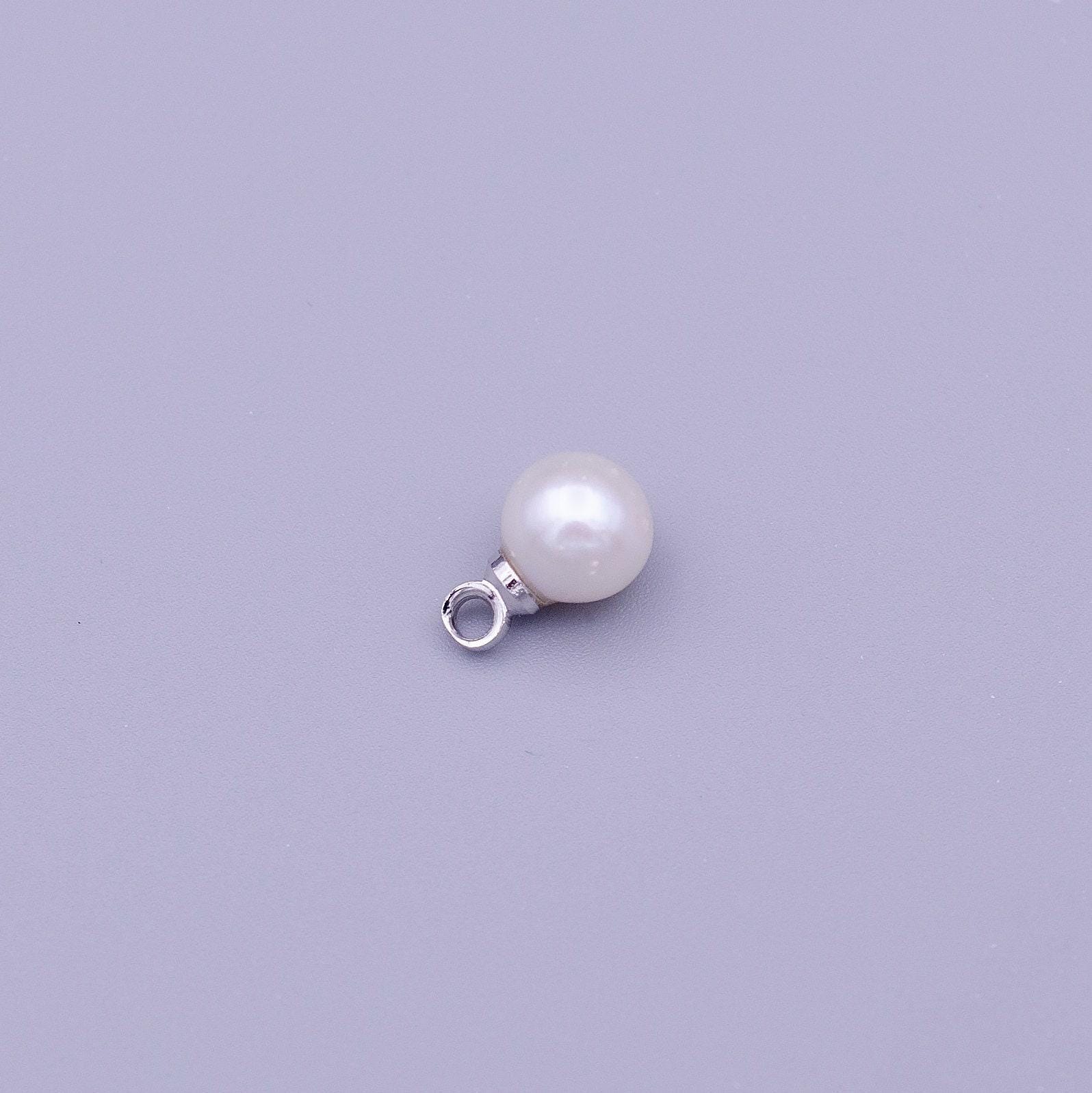 1x small fresh water pearl gold 6 mm real pearl mini charm minimalist bracelet necklace earring enhancer charm pendant c197