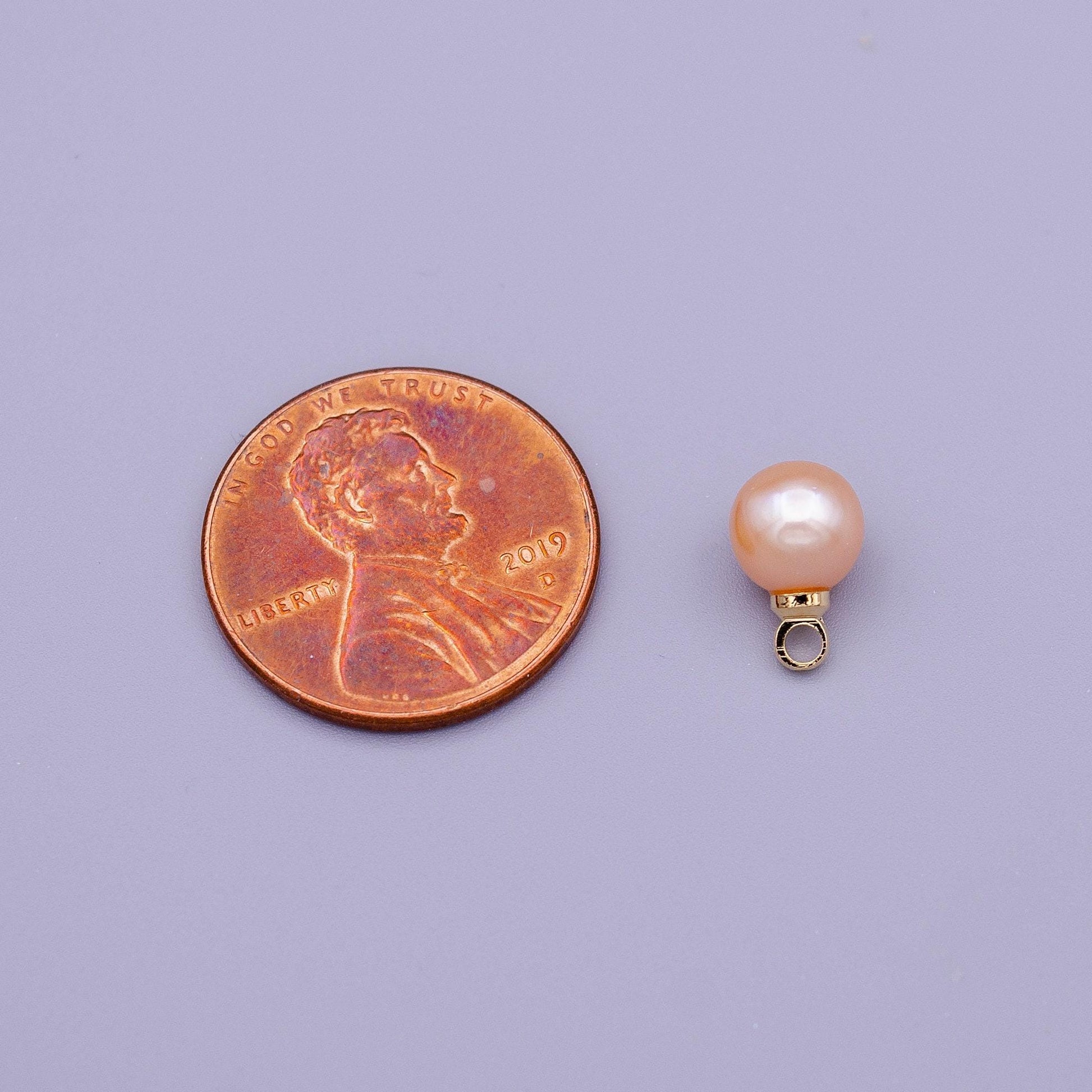 1x small fresh water pearl gold 6 mm real pearl mini charm minimalist bracelet necklace earring enhancer charm pendant c197