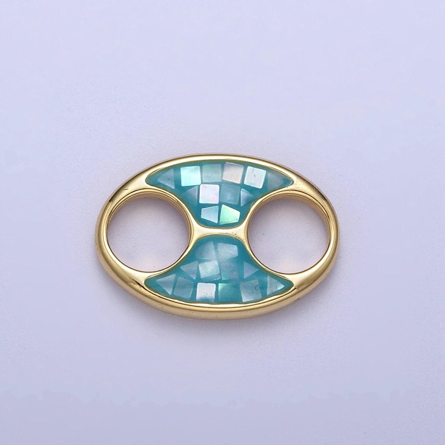 24k gold filled anchor link tab blue, black, white, green, pink shell opal charm for connector pendant earring bracelet necklace supply c125