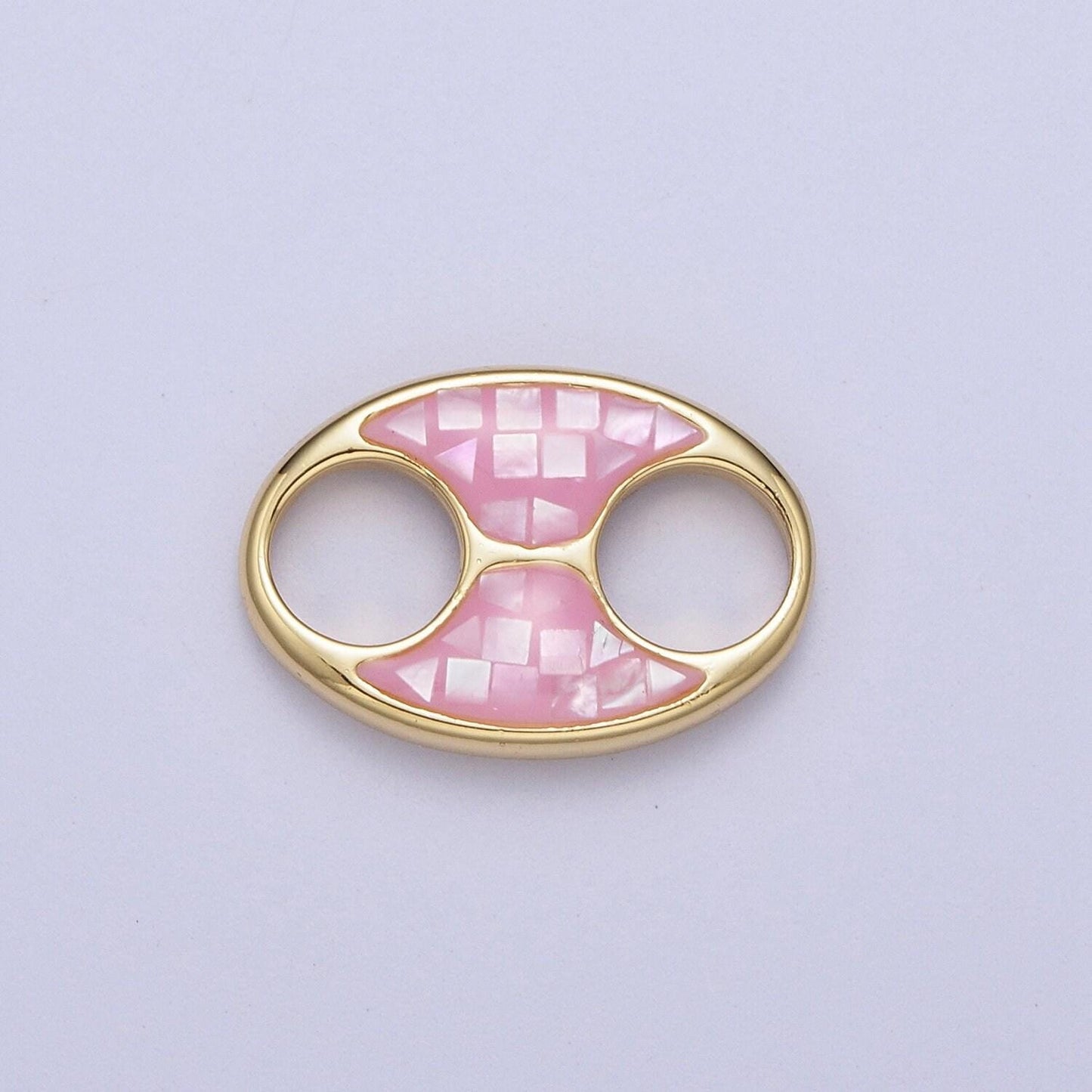 24k gold filled anchor link tab blue, black, white, green, pink shell opal charm for connector pendant earring bracelet necklace supply c125