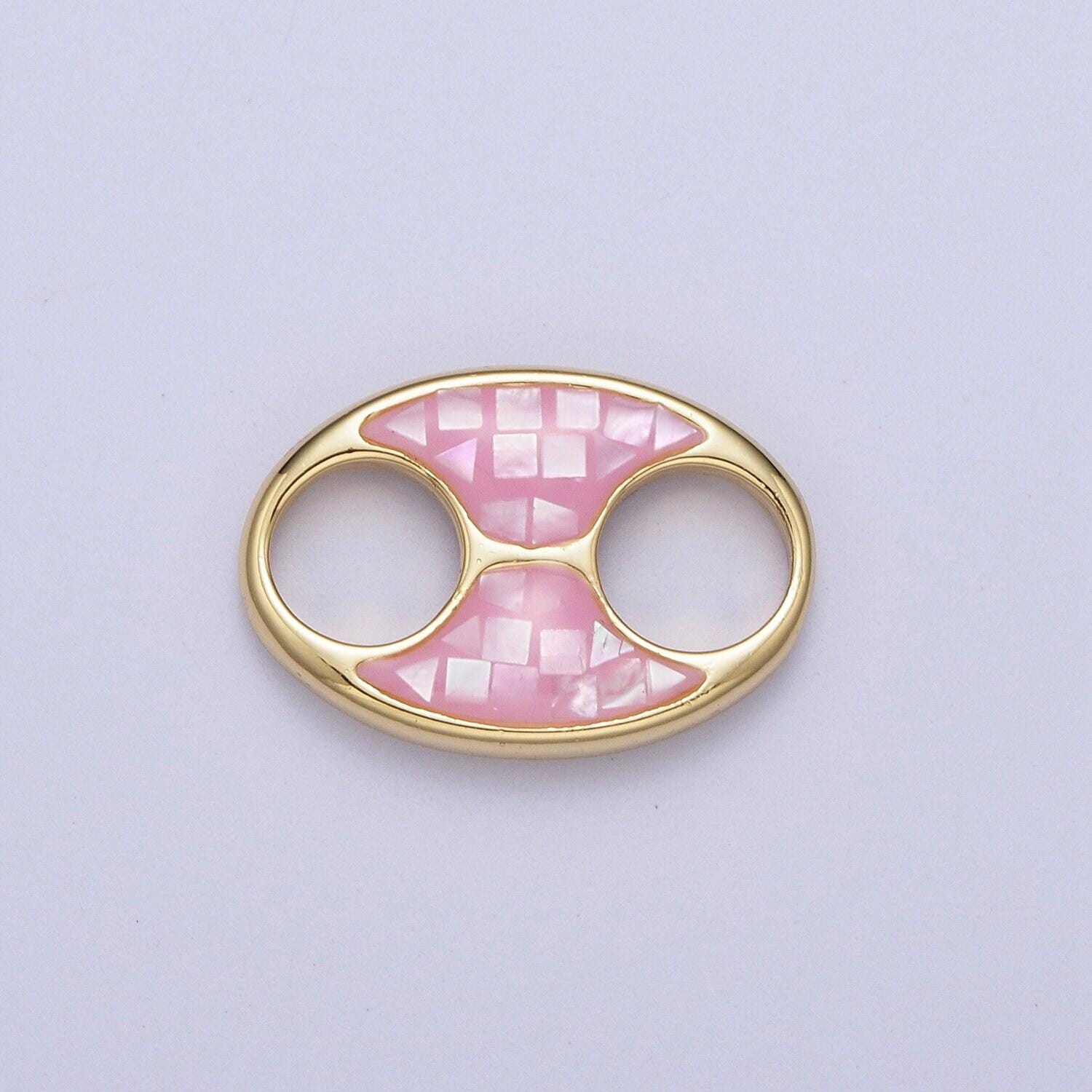 24k gold filled anchor link tab blue, black, white, green, pink shell opal charm for connector pendant earring bracelet necklace supply c125