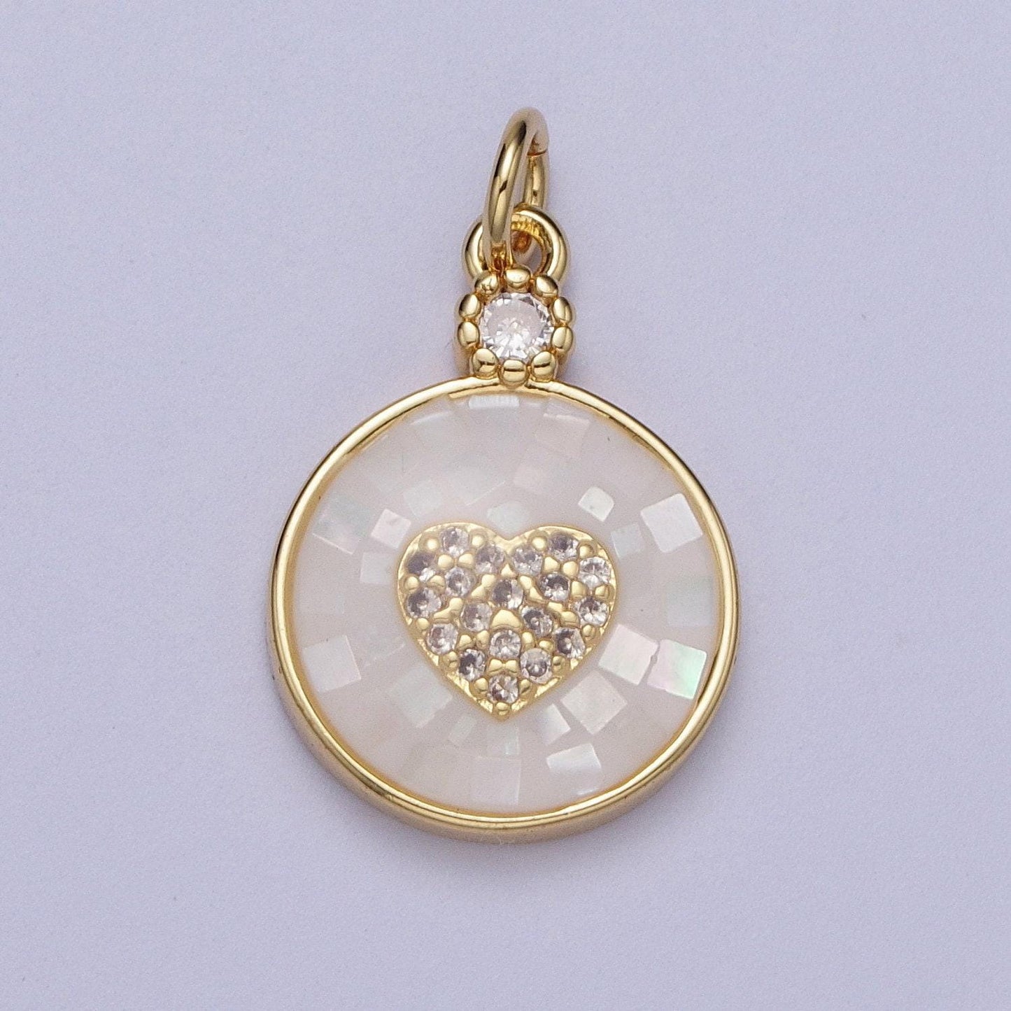 Dainty pink, green, blue white shell heart pendant for love jewelry making supply in 24k gold filled