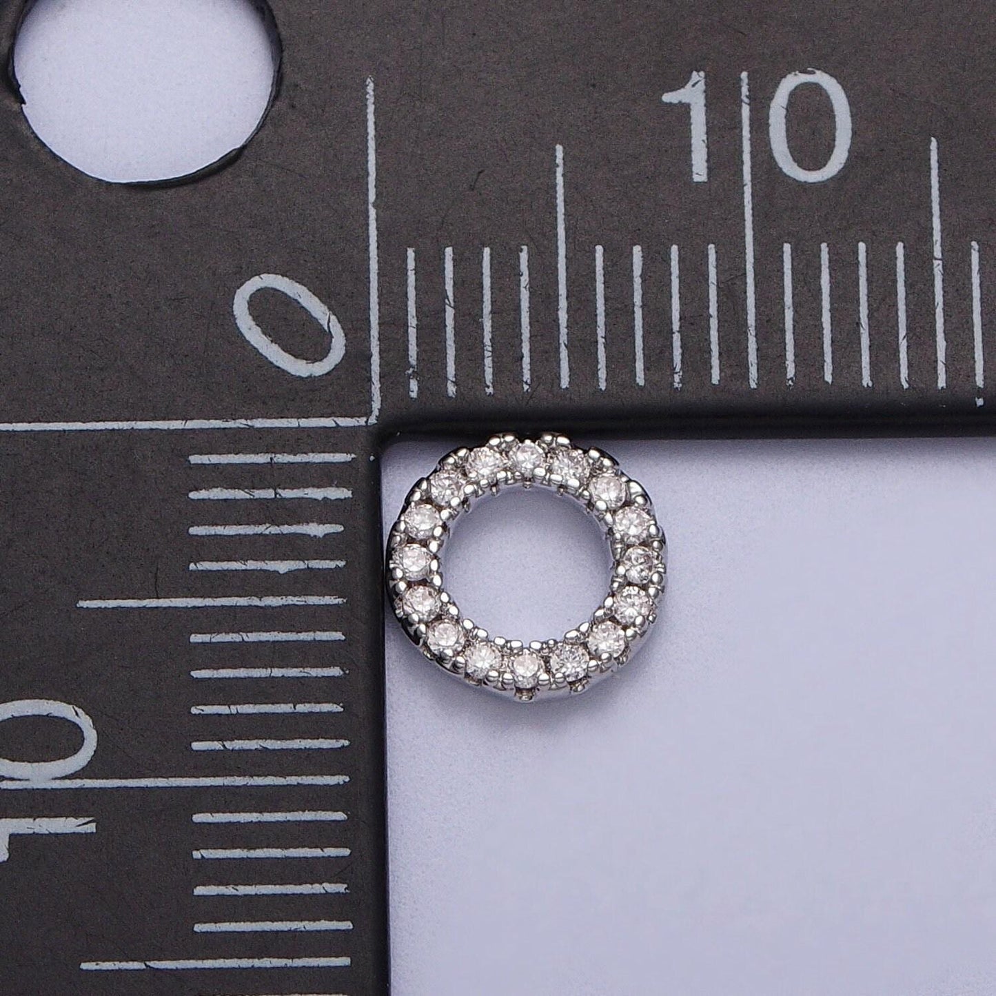Gold filled micro paved cz 7.5mm round charm in gold & silver donut charm | c059 c122