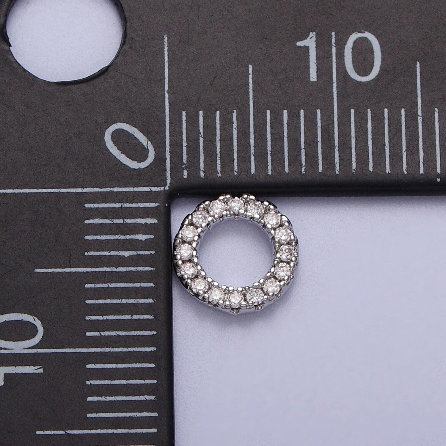 Gold filled micro paved cz 7.5mm round charm in gold & silver donut charm | c059 c122