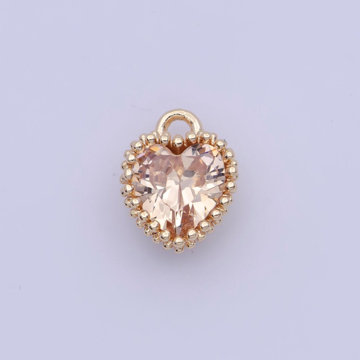 Dainty gold multicolor cz heart pendant, 24k gold plated 12 colors micro paved cz tiny love heart charm
