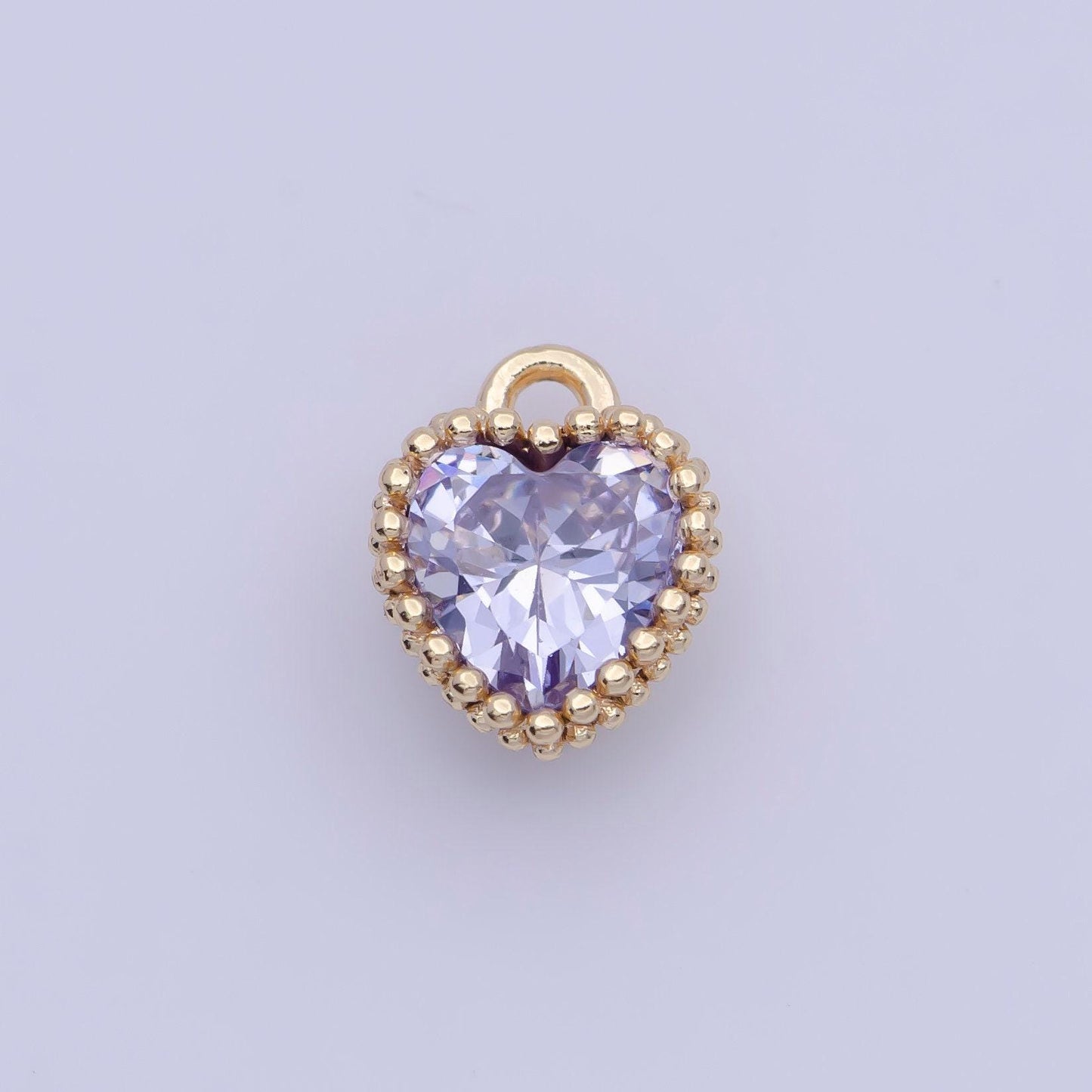 Dainty gold multicolor cz heart pendant, 24k gold plated 12 colors micro paved cz tiny love heart charm