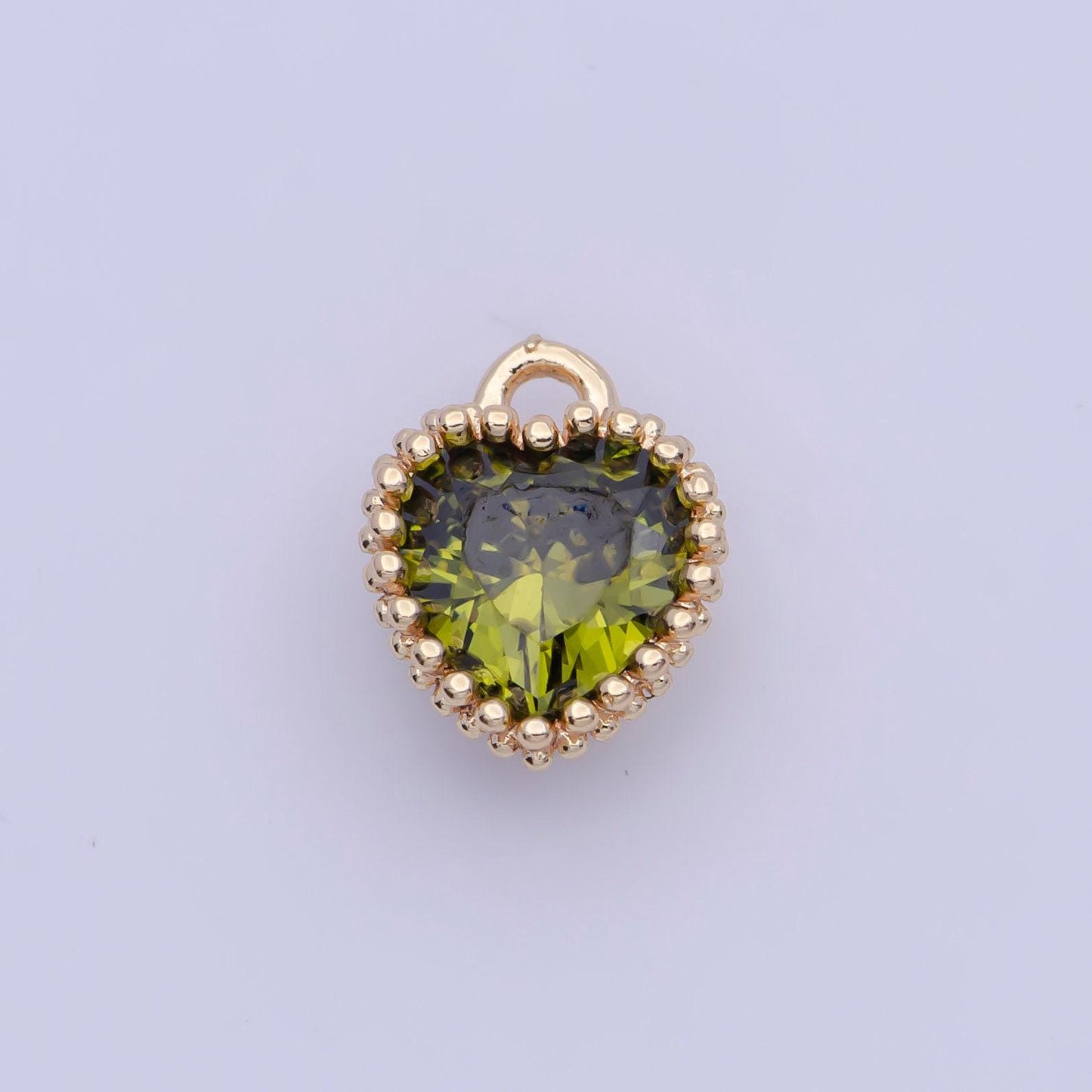 Dainty gold multicolor cz heart pendant, 24k gold plated 12 colors micro paved cz tiny love heart charm