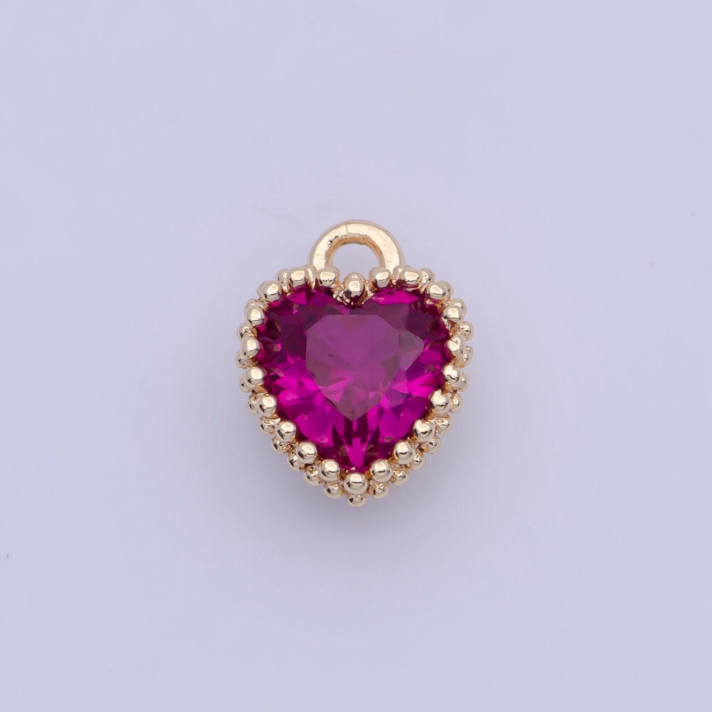 Dainty gold multicolor cz heart pendant, 24k gold plated 12 colors micro paved cz tiny love heart charm