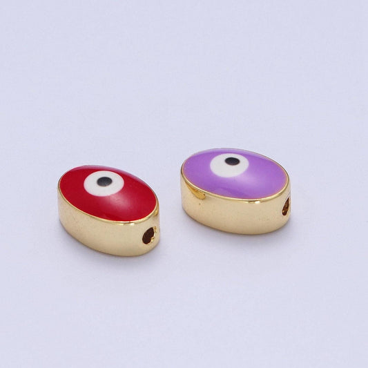 Gold evil eye bead spacer for bracelet red / purple eye bead for bracelet component b-671