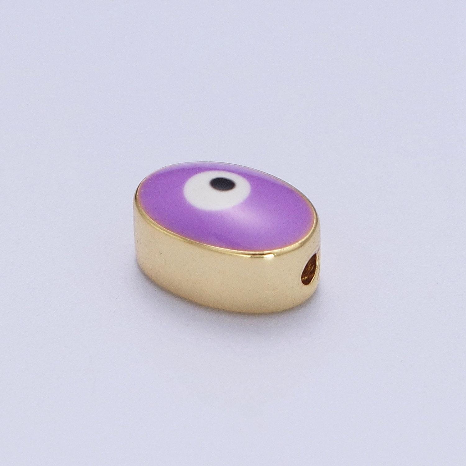 Gold evil eye bead spacer for bracelet red / purple eye bead for bracelet component b-671