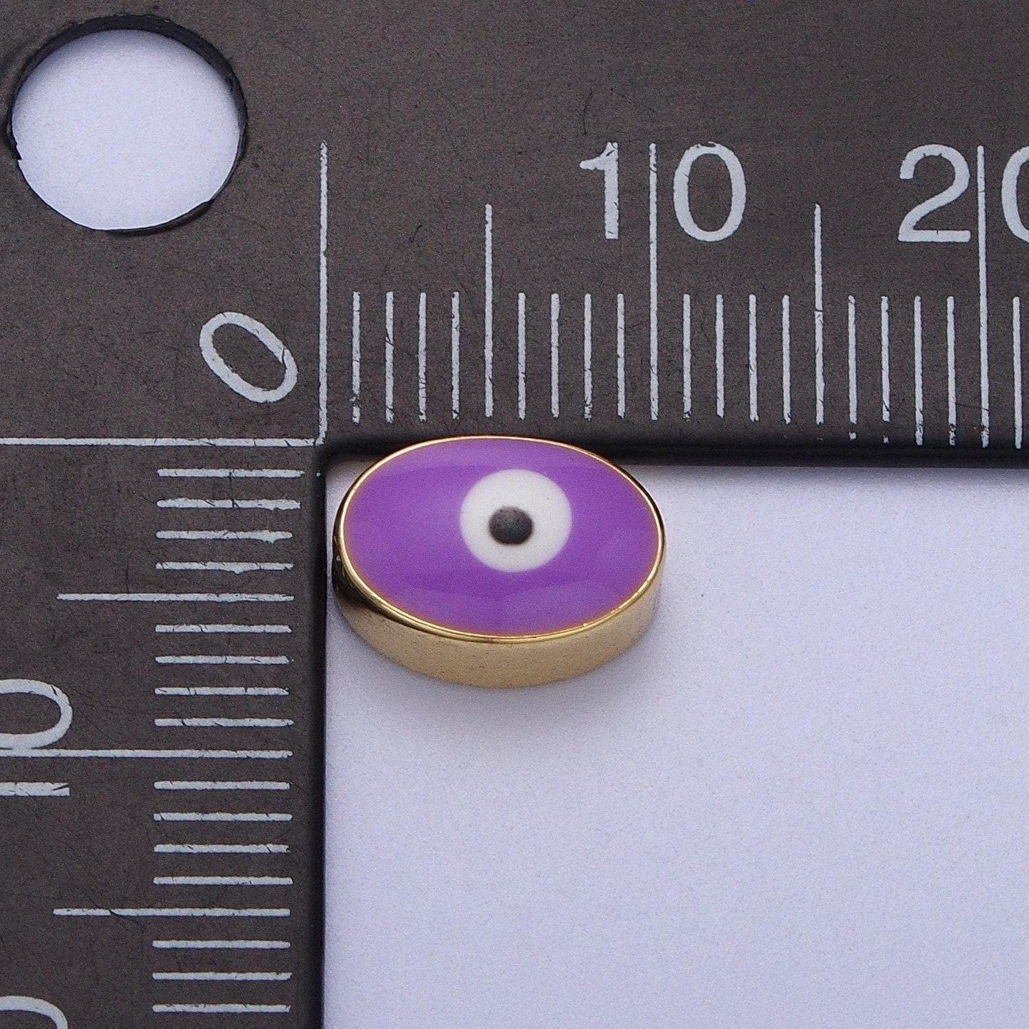 Gold evil eye bead spacer for bracelet red / purple eye bead for bracelet component b-671