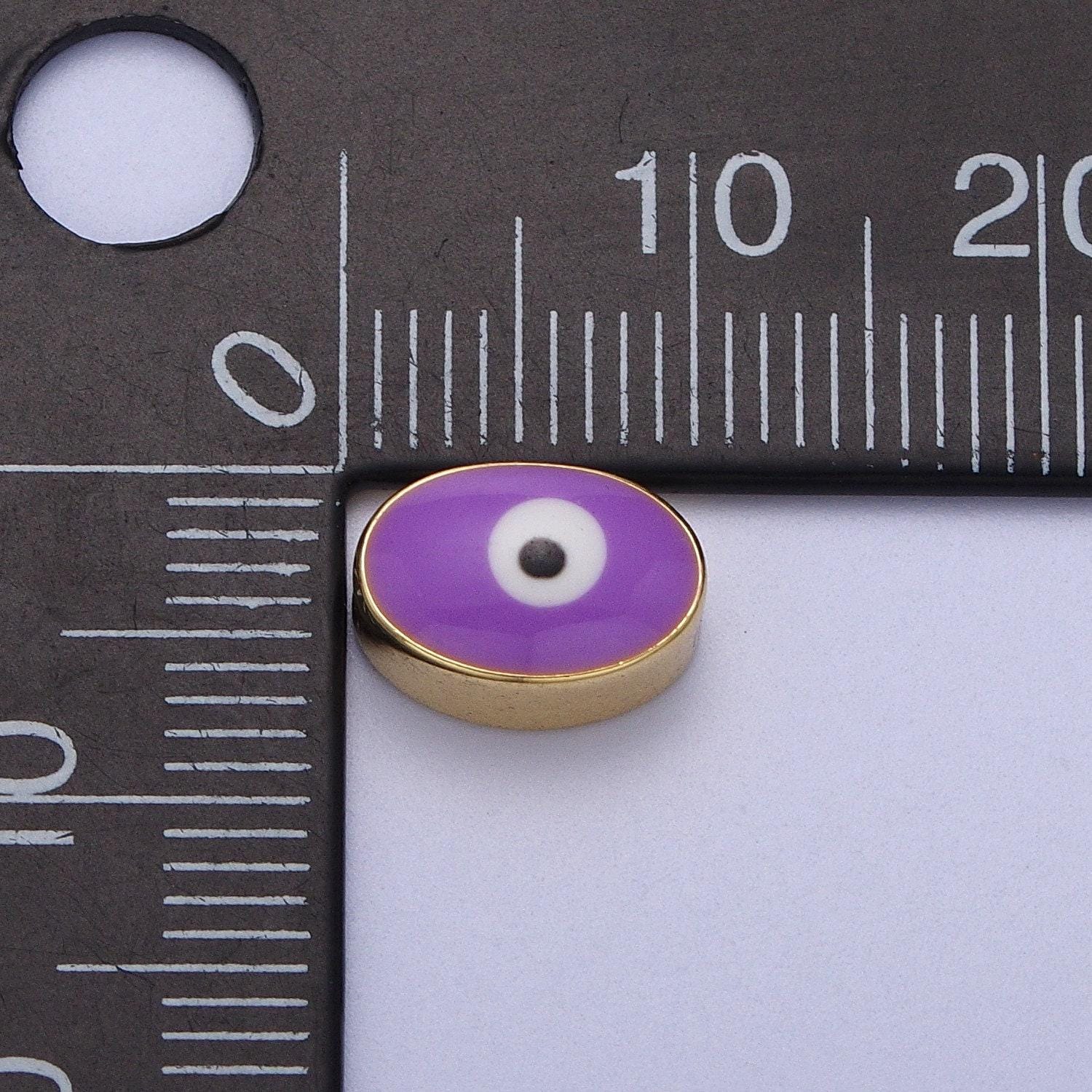 Gold evil eye bead spacer for bracelet red / purple eye bead for bracelet component b-671