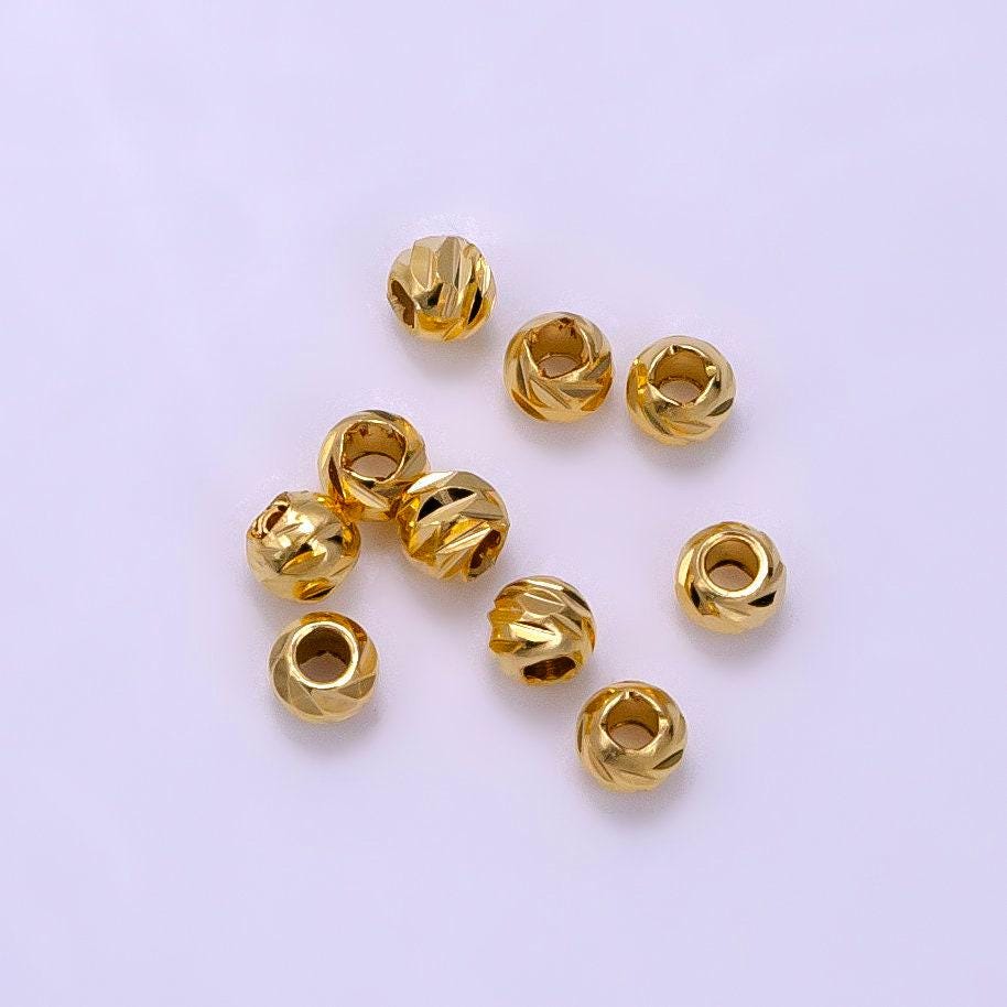 3mm gold dainty textured round spacer beads hammered geometric beads for bracelet connector jewelry making supply findings b-920