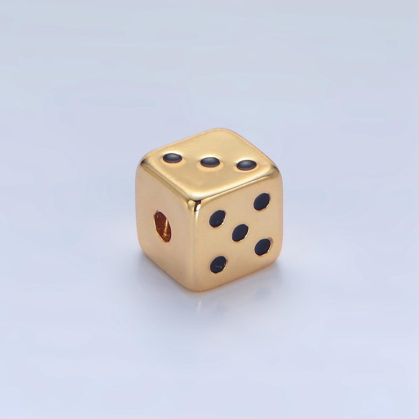 Black & gold cubic dice 24k gold filled game bead dice | b-903