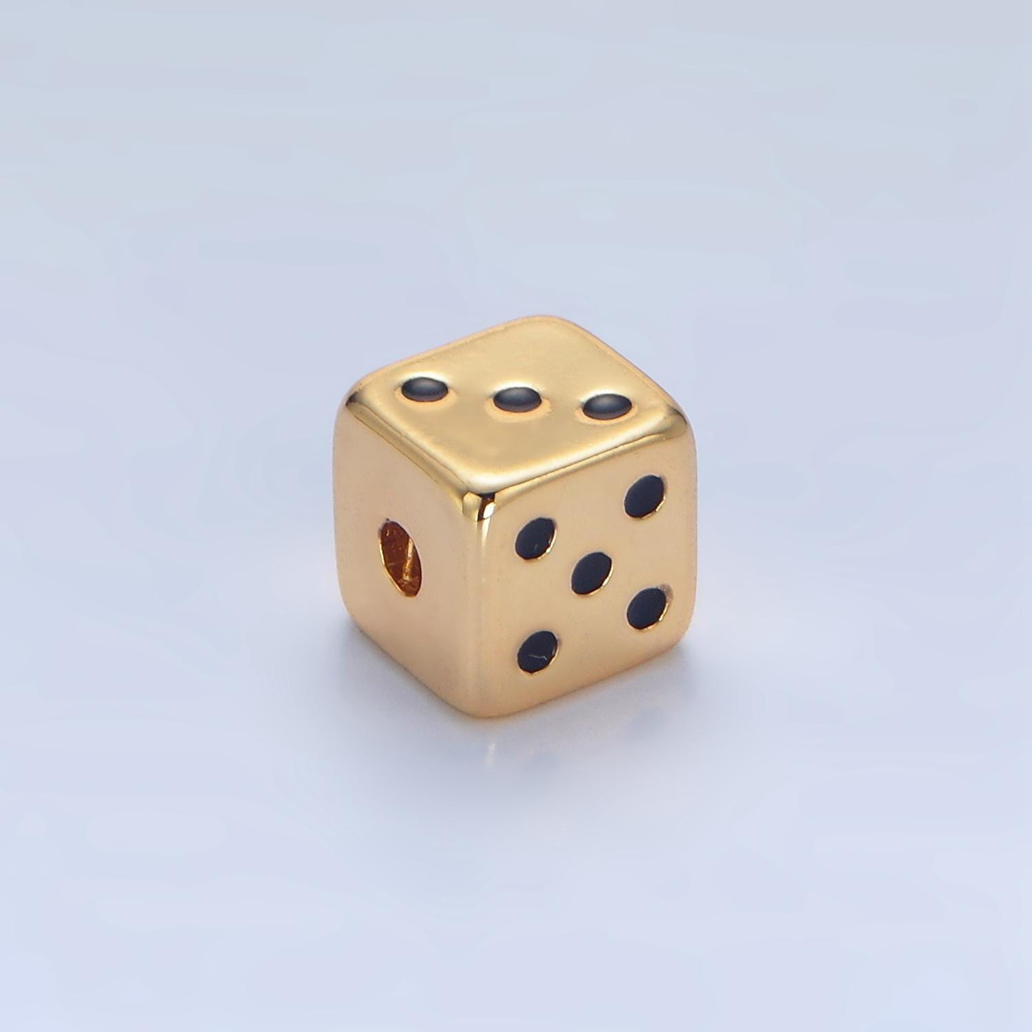 Black & gold cubic dice 24k gold filled game bead dice | b-903
