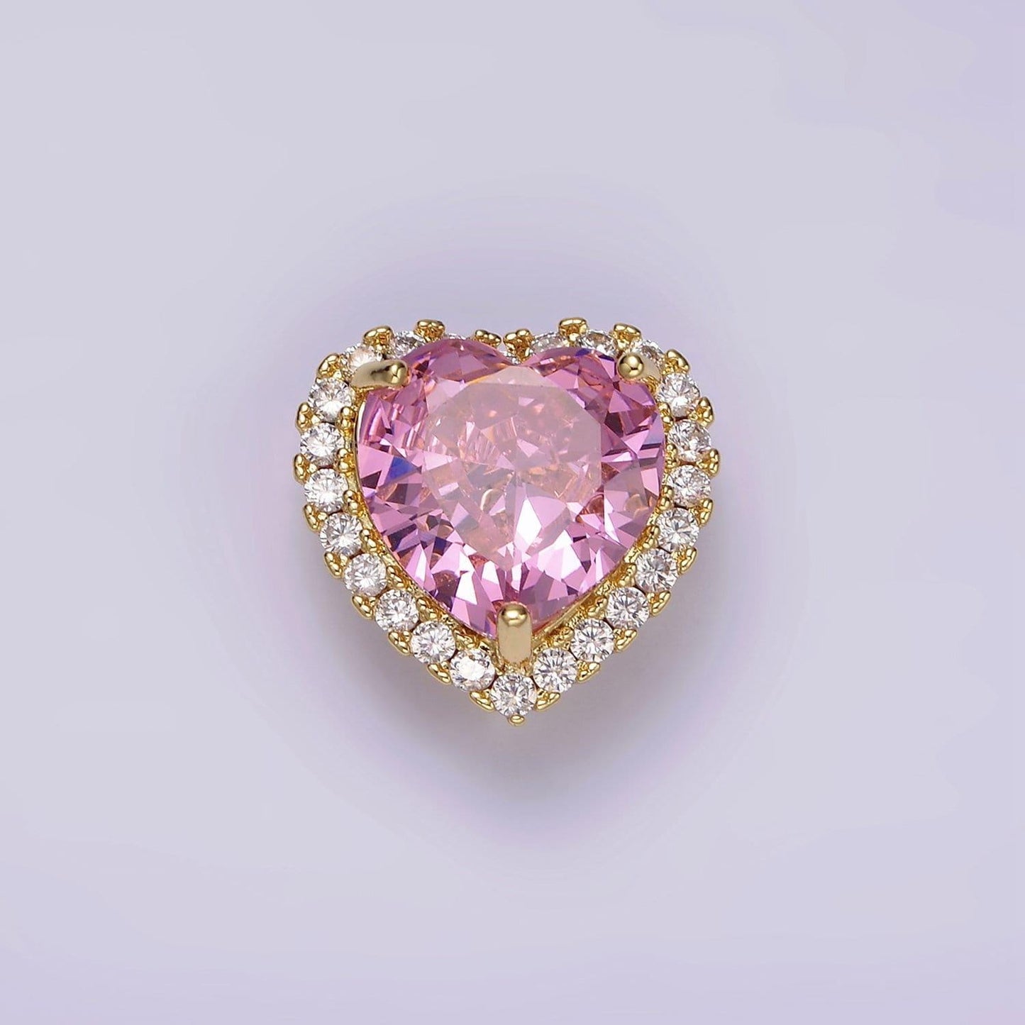 Cubic gold filled dainty cz heart spacer bead, gold micro pave color love diamond zirconia stone spacers for bracelet necklace | b851