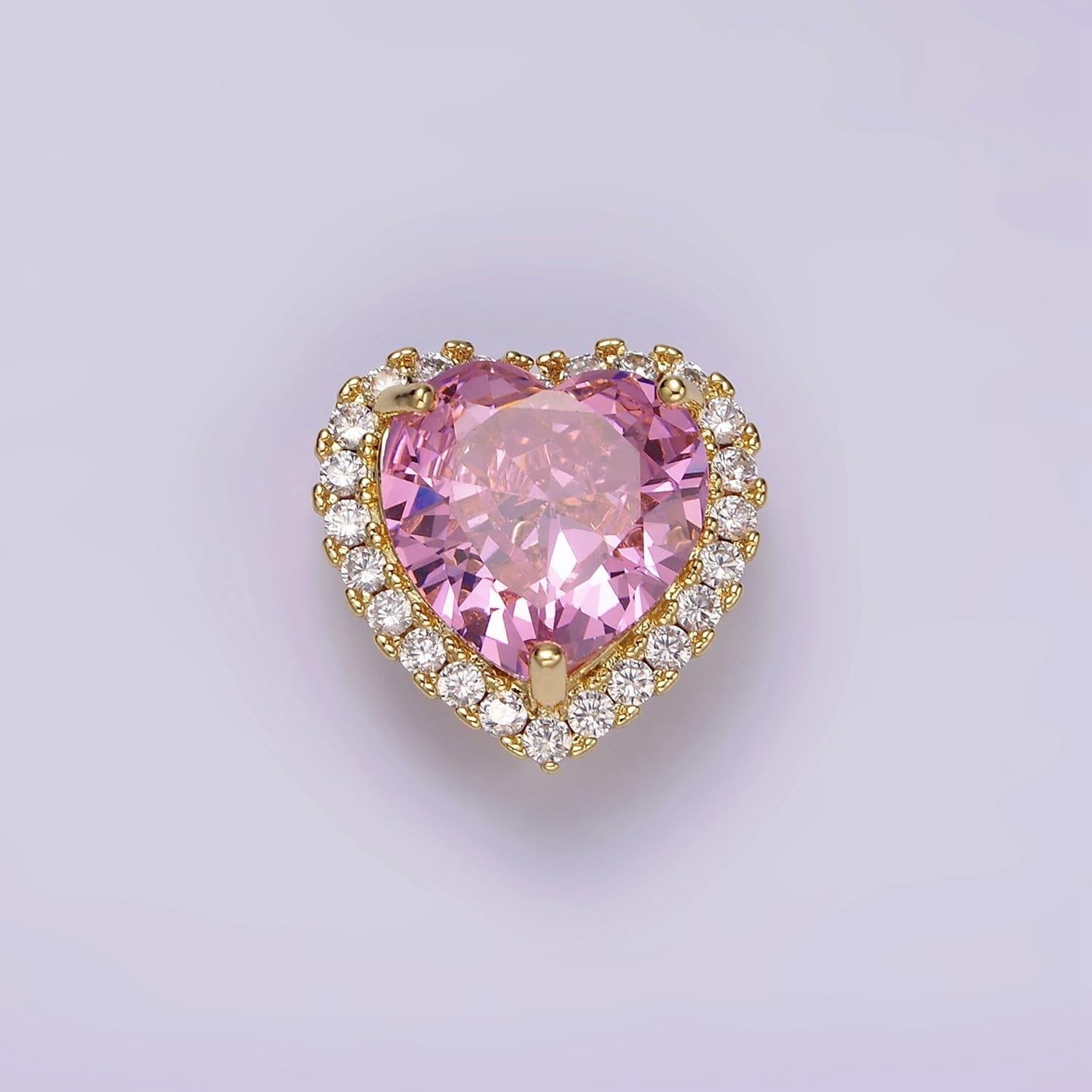 Cubic gold filled dainty cz heart spacer bead, gold micro pave color love diamond zirconia stone spacers for bracelet necklace | b851