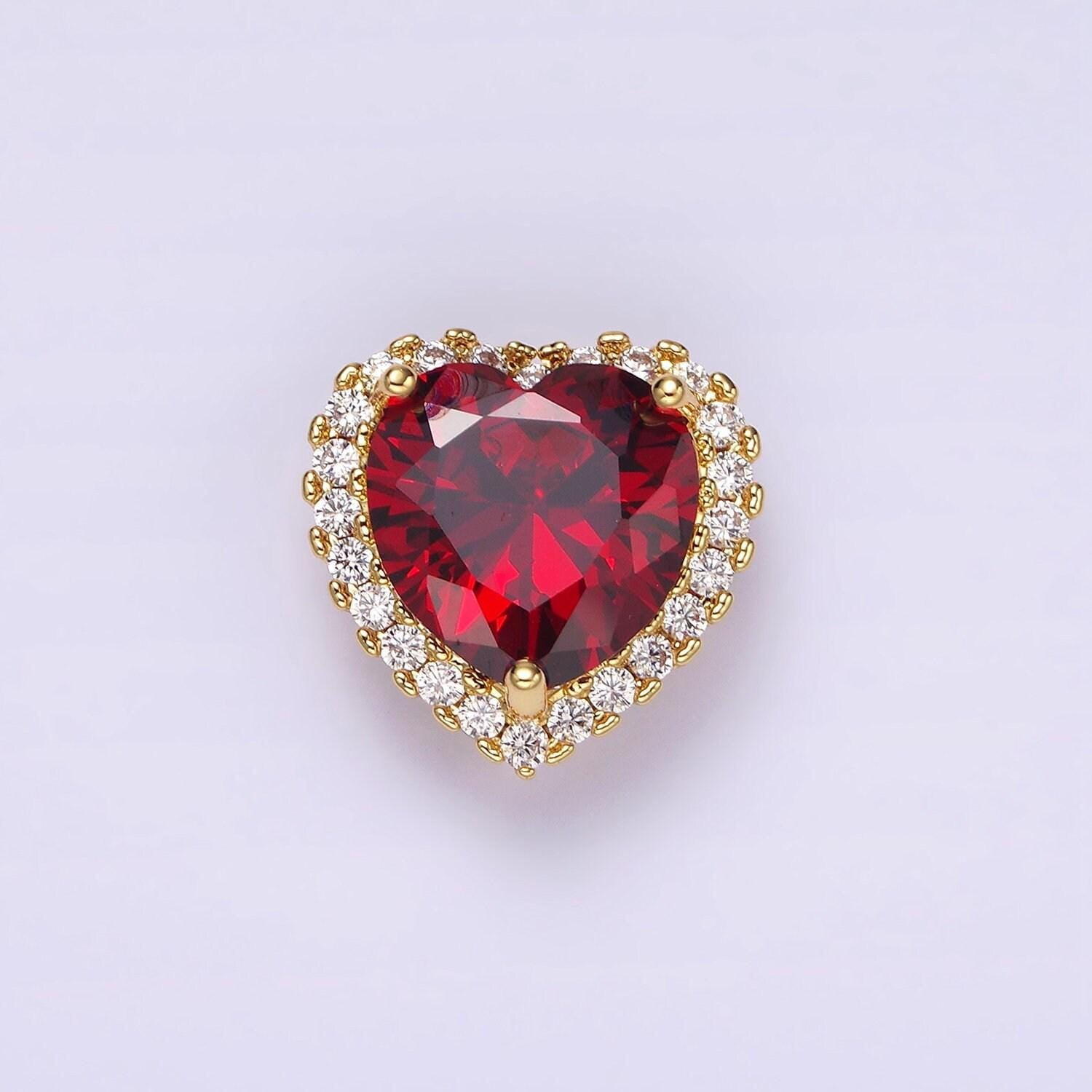 Cubic gold filled dainty cz heart spacer bead, gold micro pave color love diamond zirconia stone spacers for bracelet necklace | b851