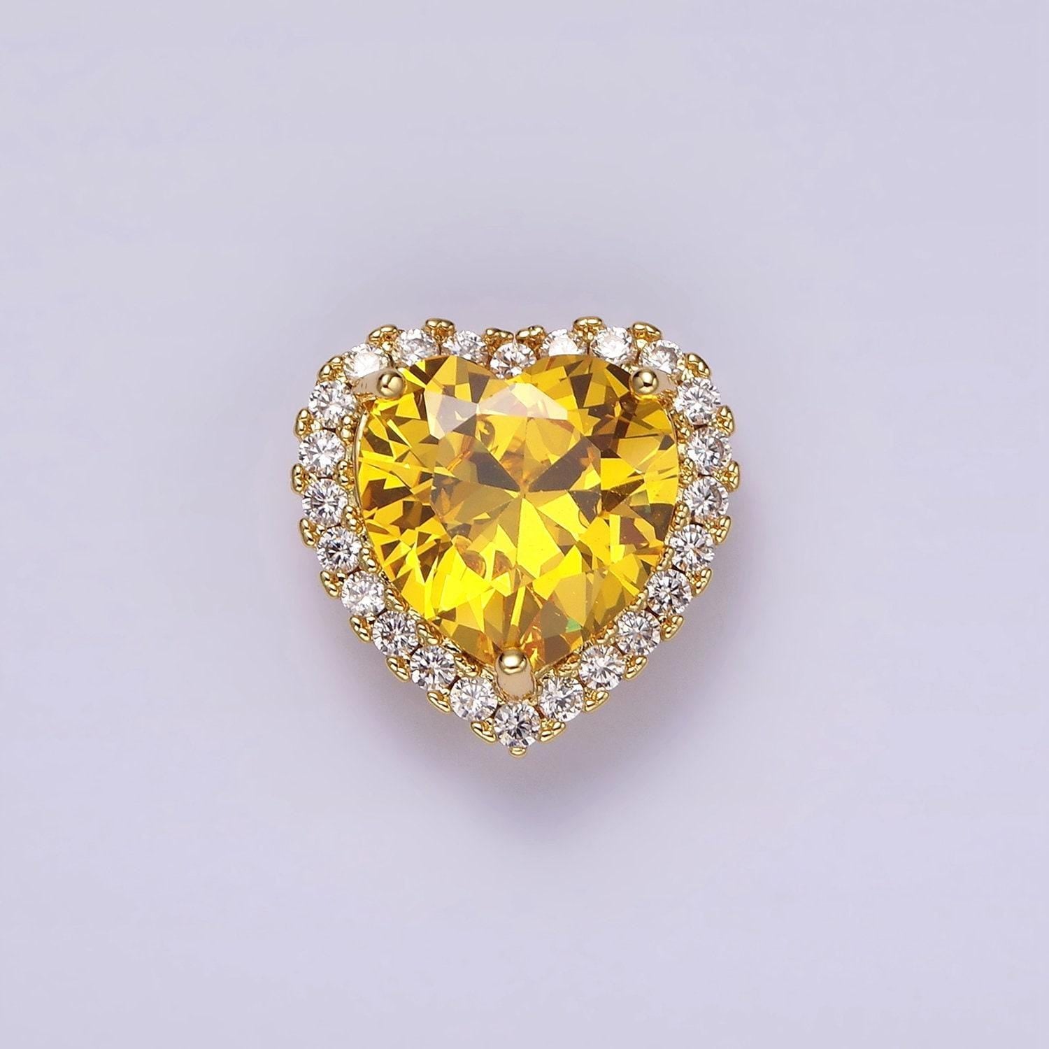 Cubic gold filled dainty cz heart spacer bead, gold micro pave color love diamond zirconia stone spacers for bracelet necklace | b851