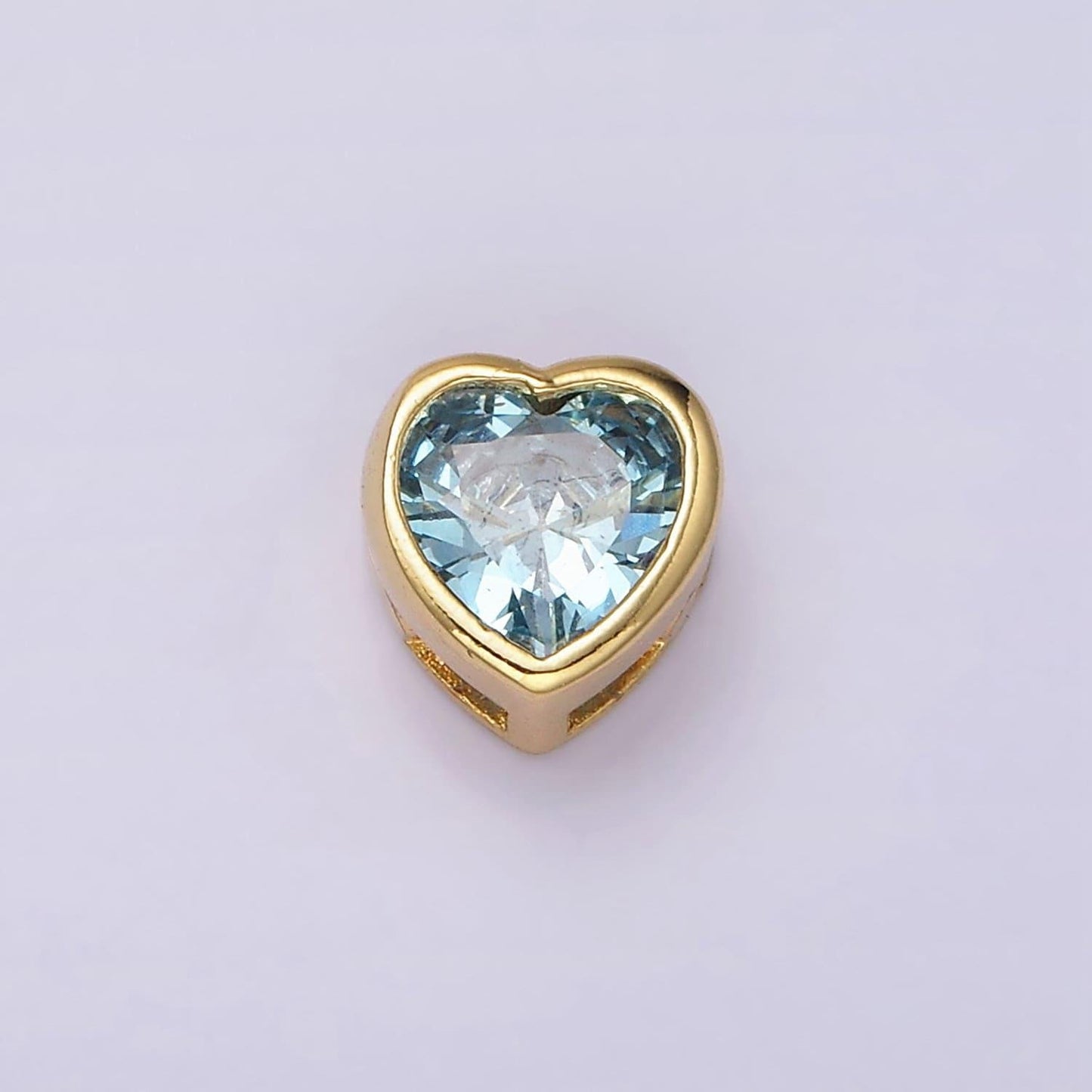 Dainty blue cz heart spacer bead, gold filled heart spacer beads small heart spacers for bracelet necklace 7x7mm b845