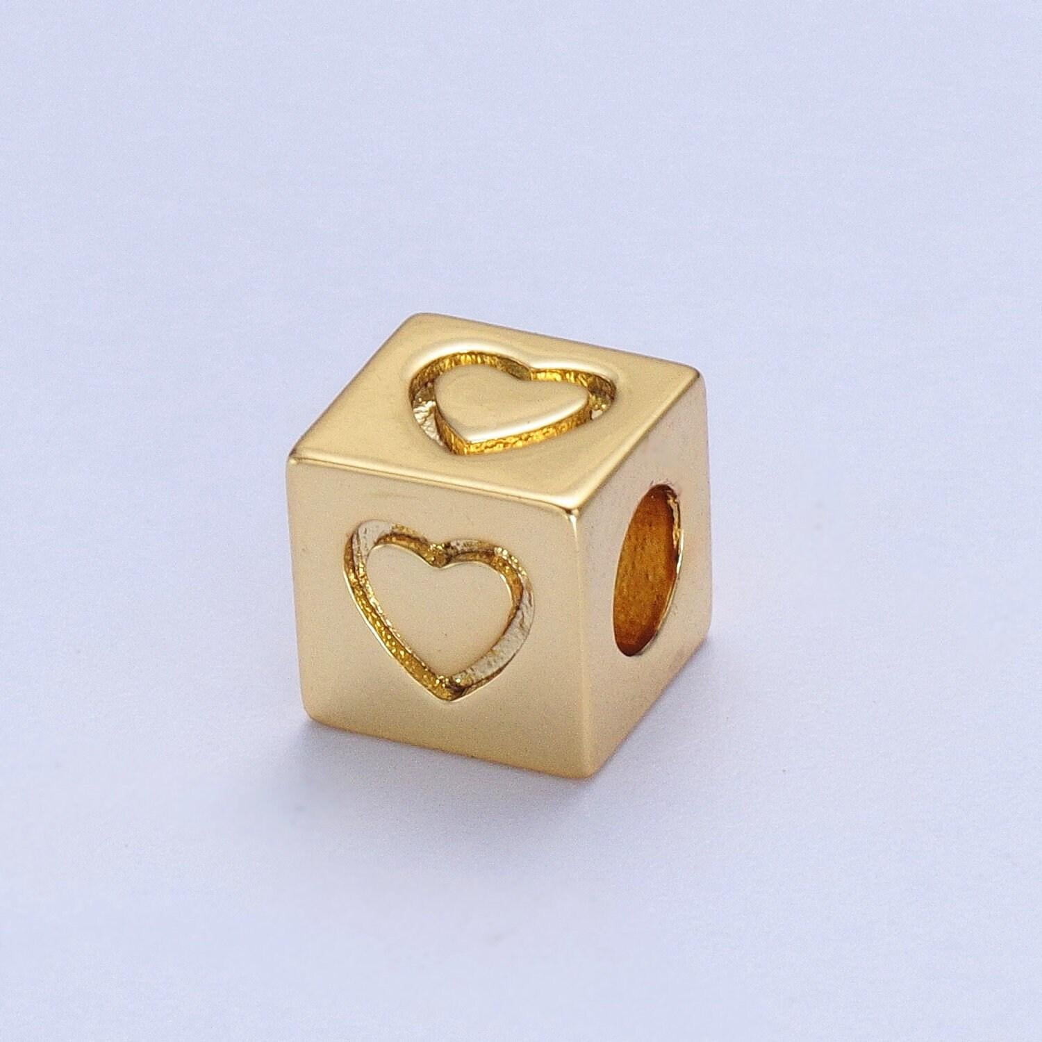 1x gold cube box square beads size 6mm star heart moon spacer findings for jewelry making supplier and wholesale