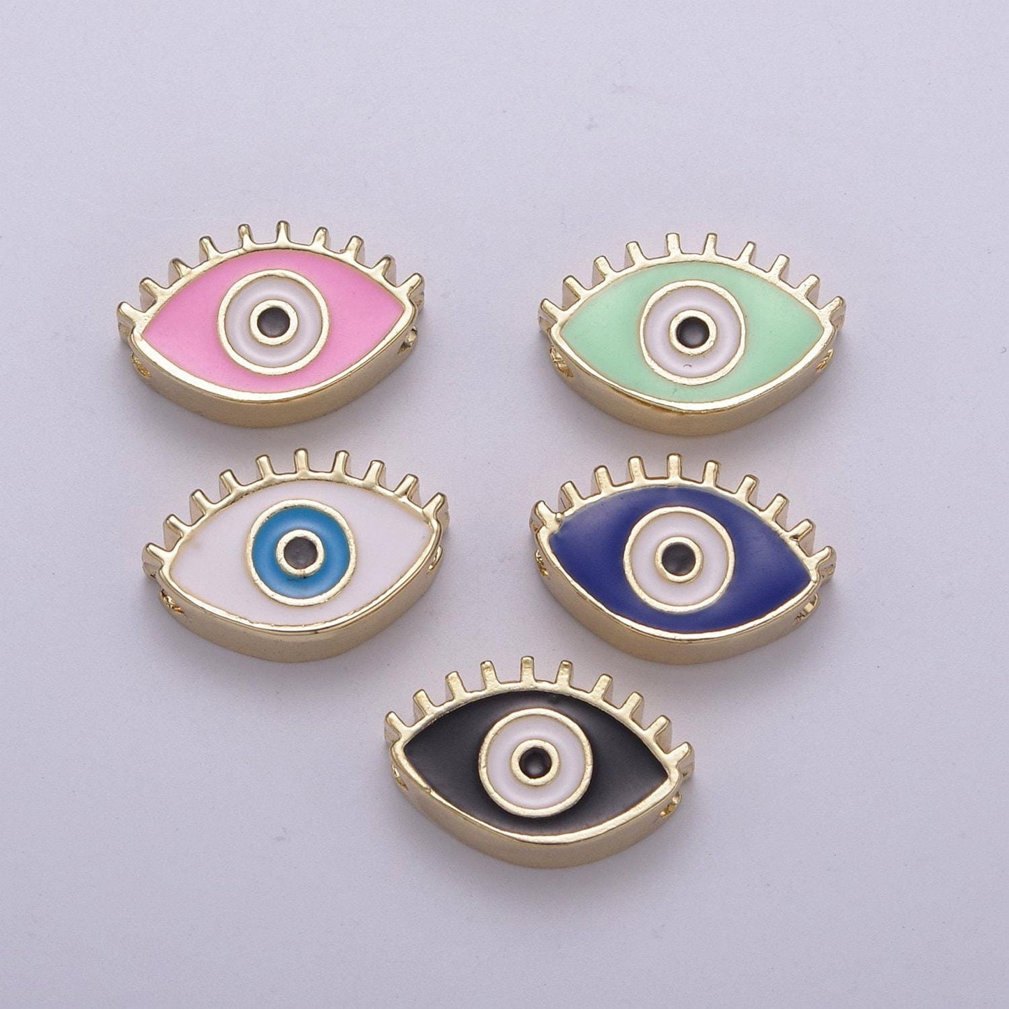 Double sided evil eye enamel charm beads dainty eye pendant for necklace bracelet earring supply component b-755 ~ b-756