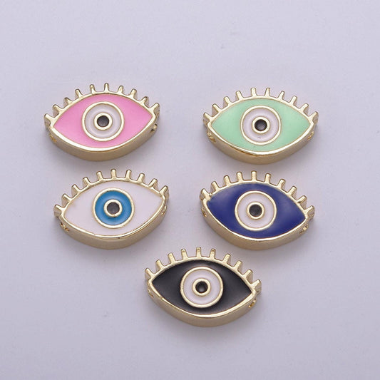 Double sided evil eye enamel charm beads dainty eye pendant for necklace bracelet earring supply component b-755 ~ b-756