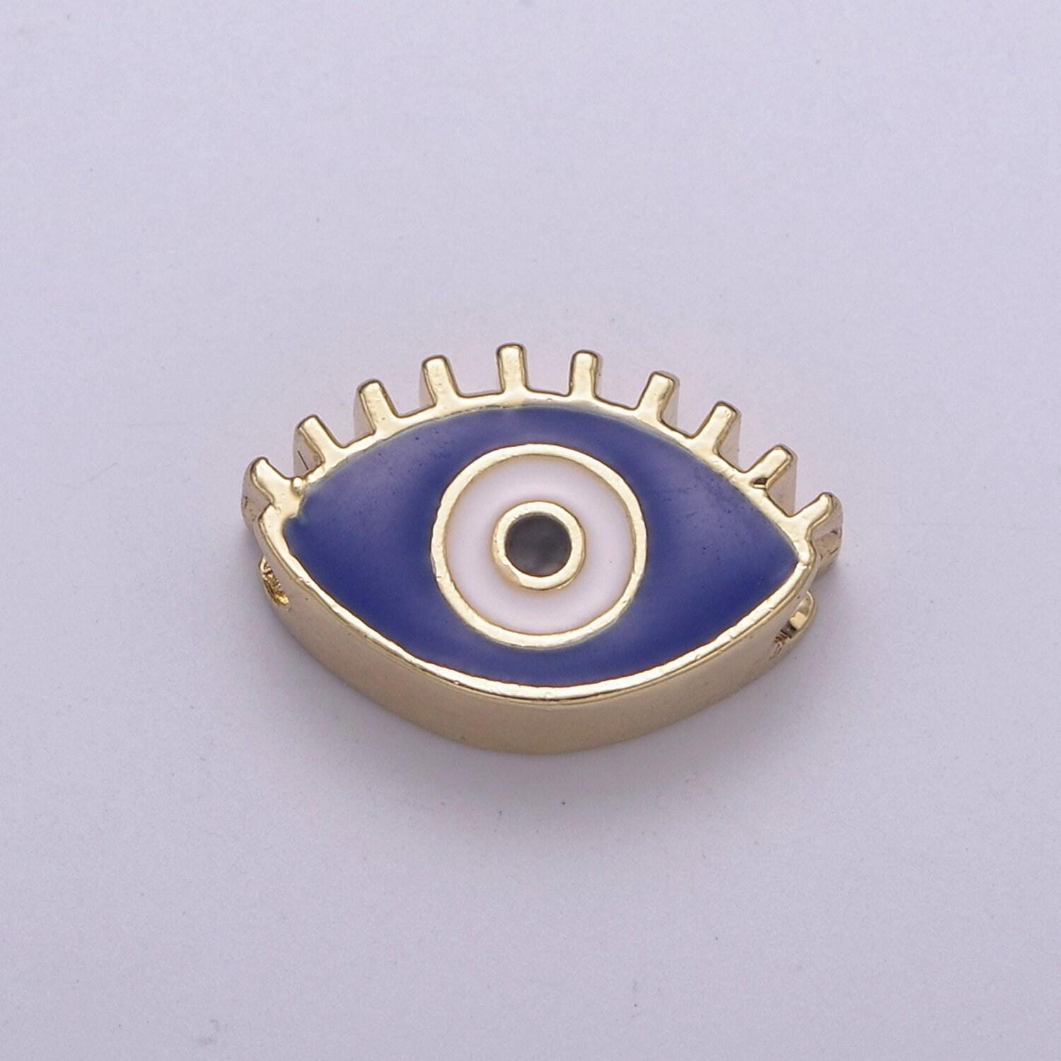 Double sided evil eye enamel charm beads dainty eye pendant for necklace bracelet earring supply component b-755 ~ b-756