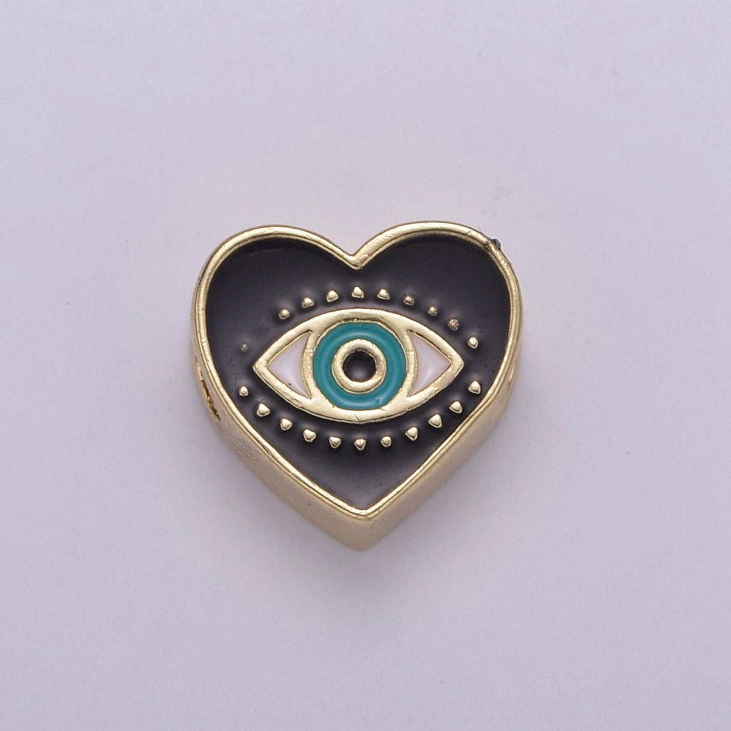 Double sided evil eye enamel charm beads dainty heart eye of ra pendant for necklace bracelet earring supply component b-753 ~ b-754