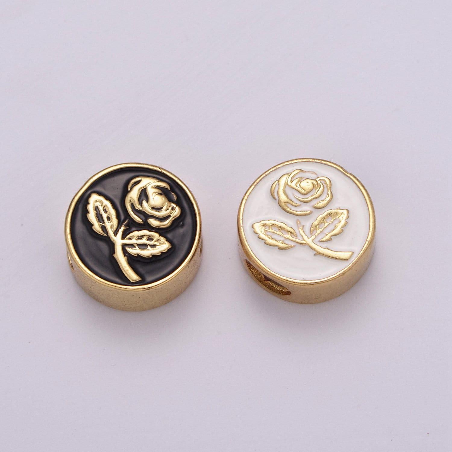 12mm enamel round bead moon star design bead black white gold cute spacer bead bracelet supply cross lotus weed skull yin yang charm