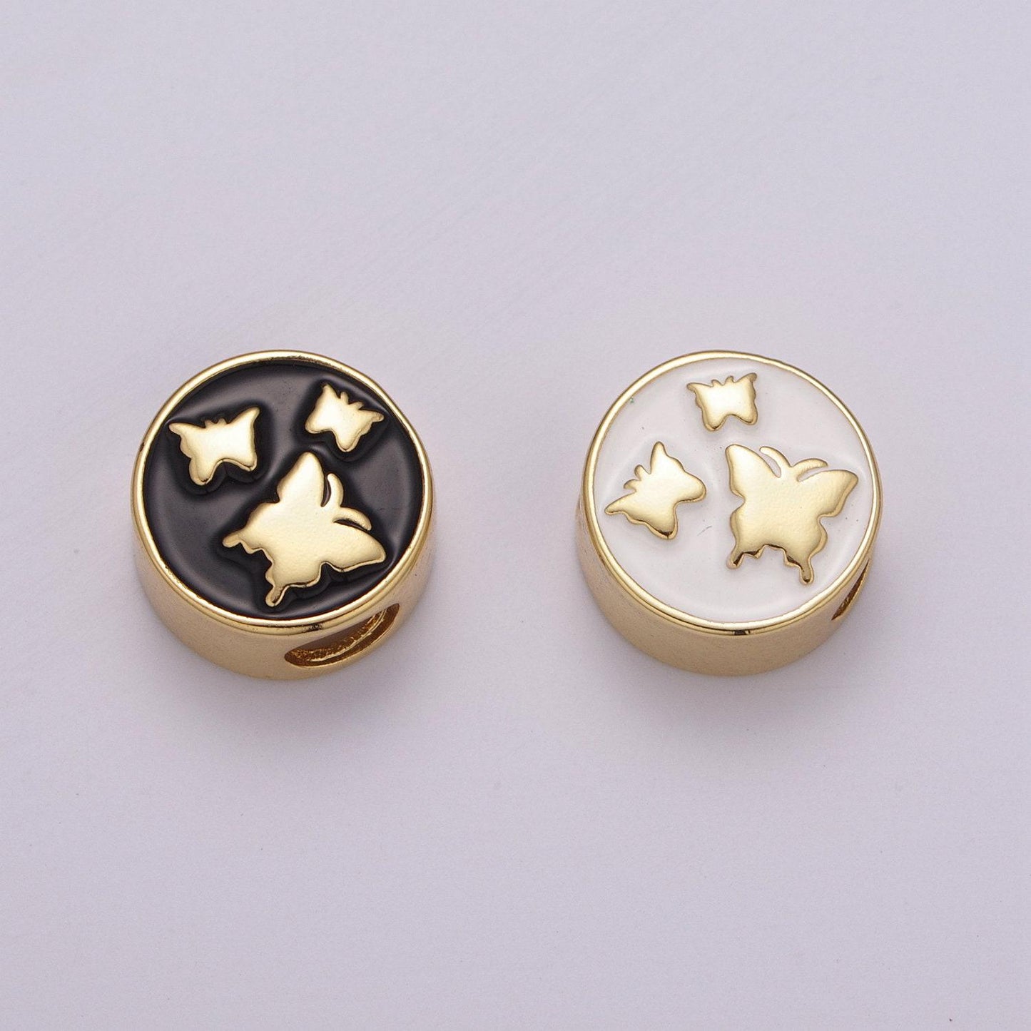 12mm enamel round bead flower cross design bead black white gold cute spacer bead bracelet supply star cross yin yang weed lotus