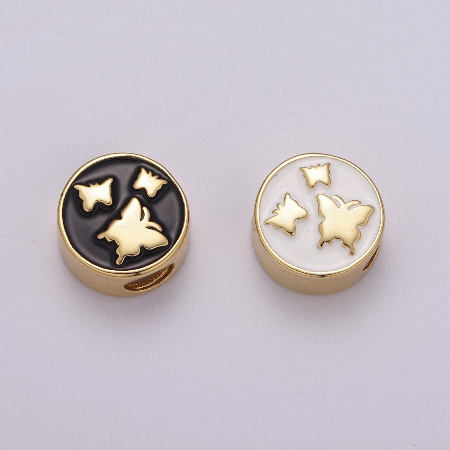 12mm enamel round bead flower cross design bead black white gold cute spacer bead bracelet supply star cross yin yang weed lotus