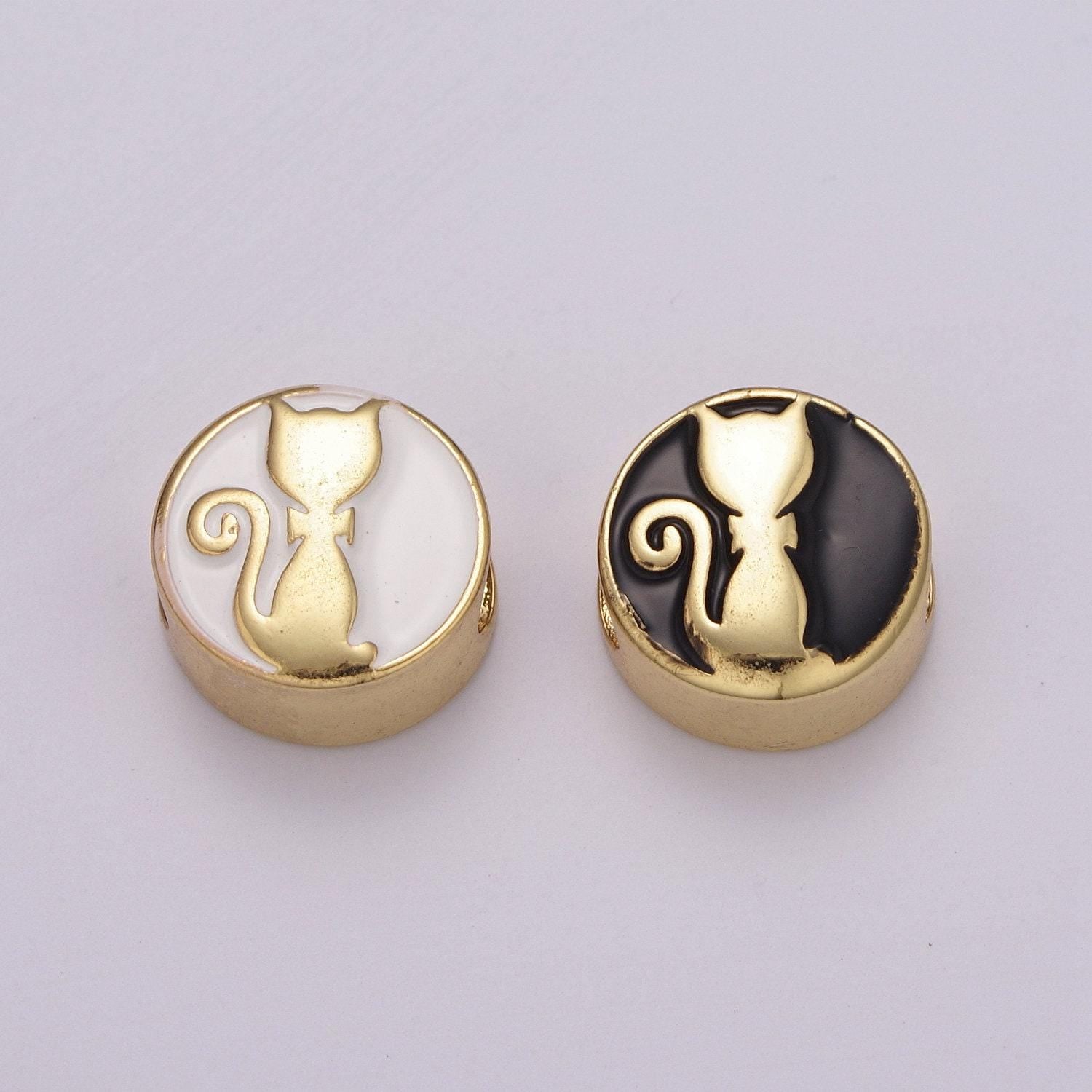 12mm enamel round bead flower cross design bead black white gold cute spacer bead bracelet supply star cross yin yang weed lotus