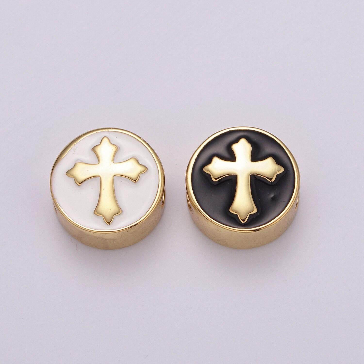 12mm enamel round bead moon star design bead black white gold cute spacer bead bracelet supply cross lotus weed skull yin yang charm