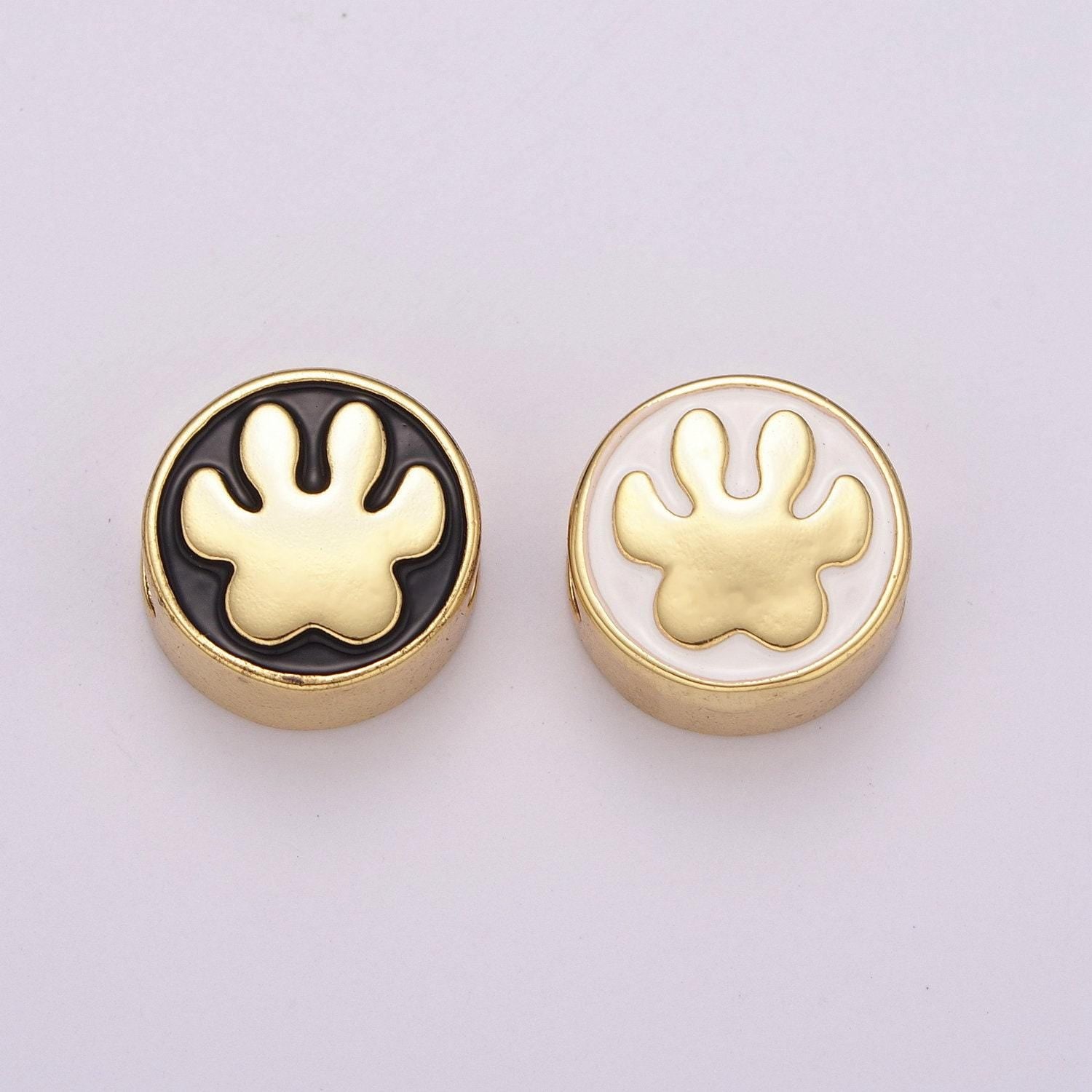 12mm enamel round bead flower cross design bead black white gold cute spacer bead bracelet supply star cross yin yang weed lotus