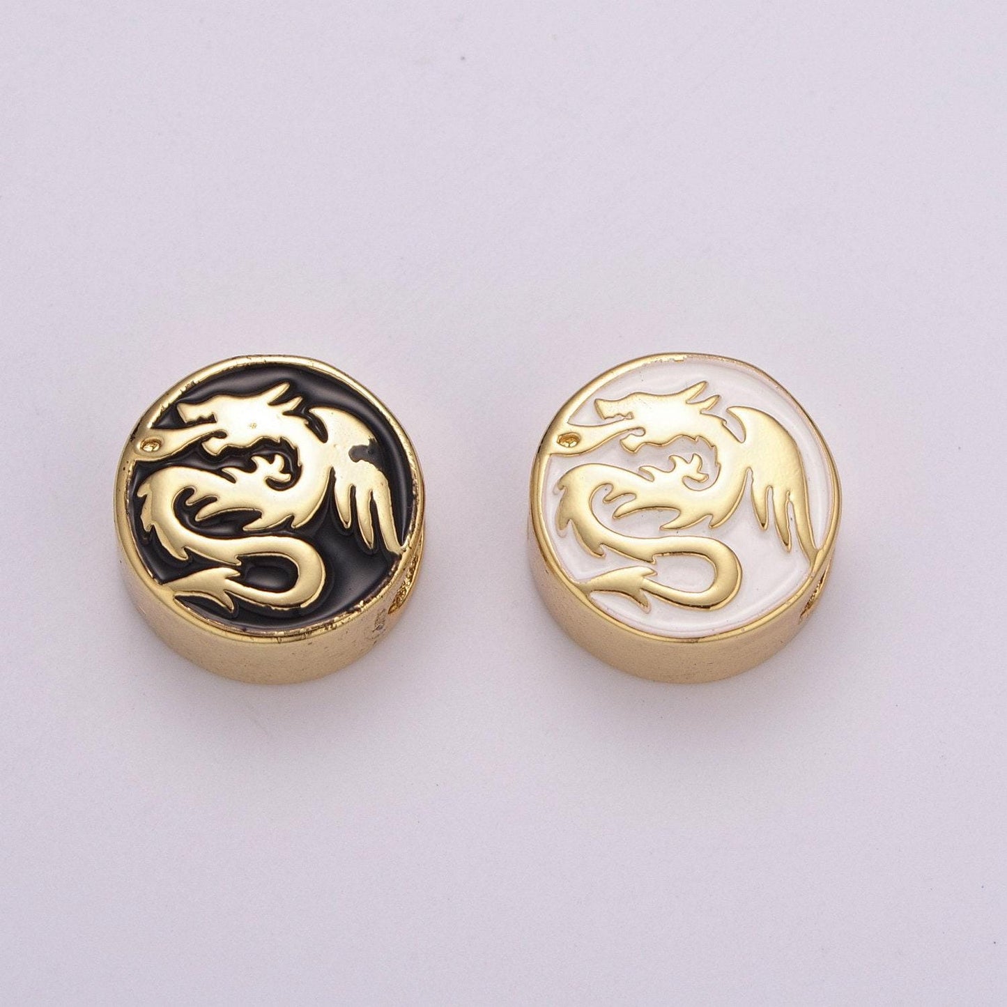 12mm enamel round bead flower cross design bead black white gold cute spacer bead bracelet supply star cross yin yang weed lotus