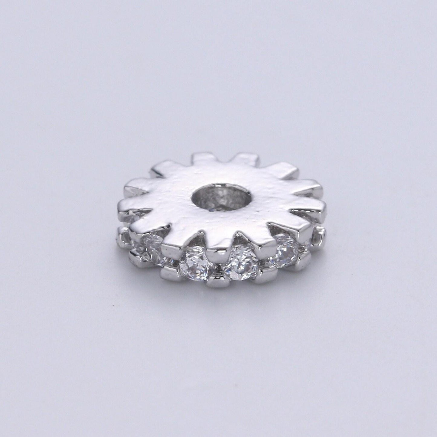 Micro pave gear beads - 8mm dainty star charm beautiful bright twinkle gold star beads for bracelet earring supply b-684