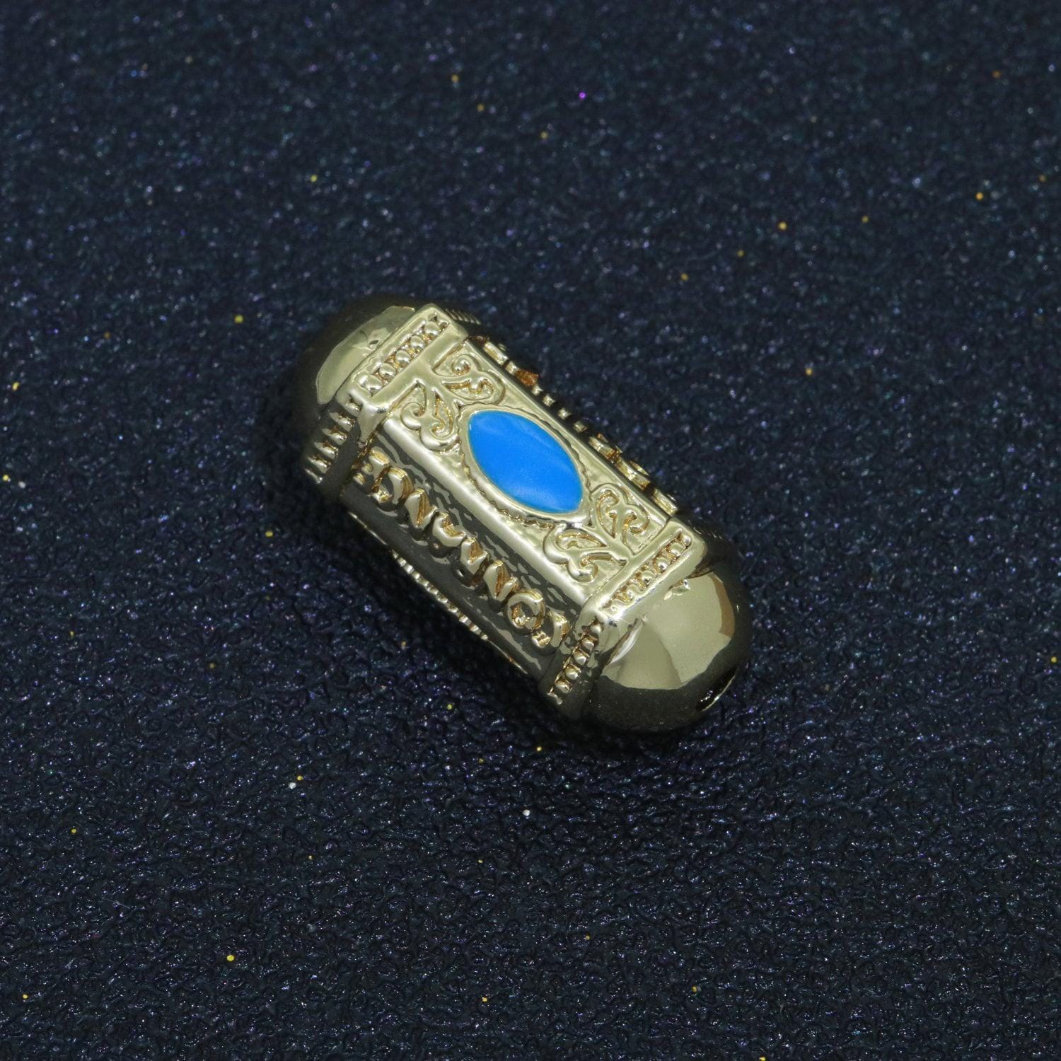 Enamel eye bead spacer pill shape small hole tube spacer beads, 14k gold filled drum barrel bead for bracelet component, b-626