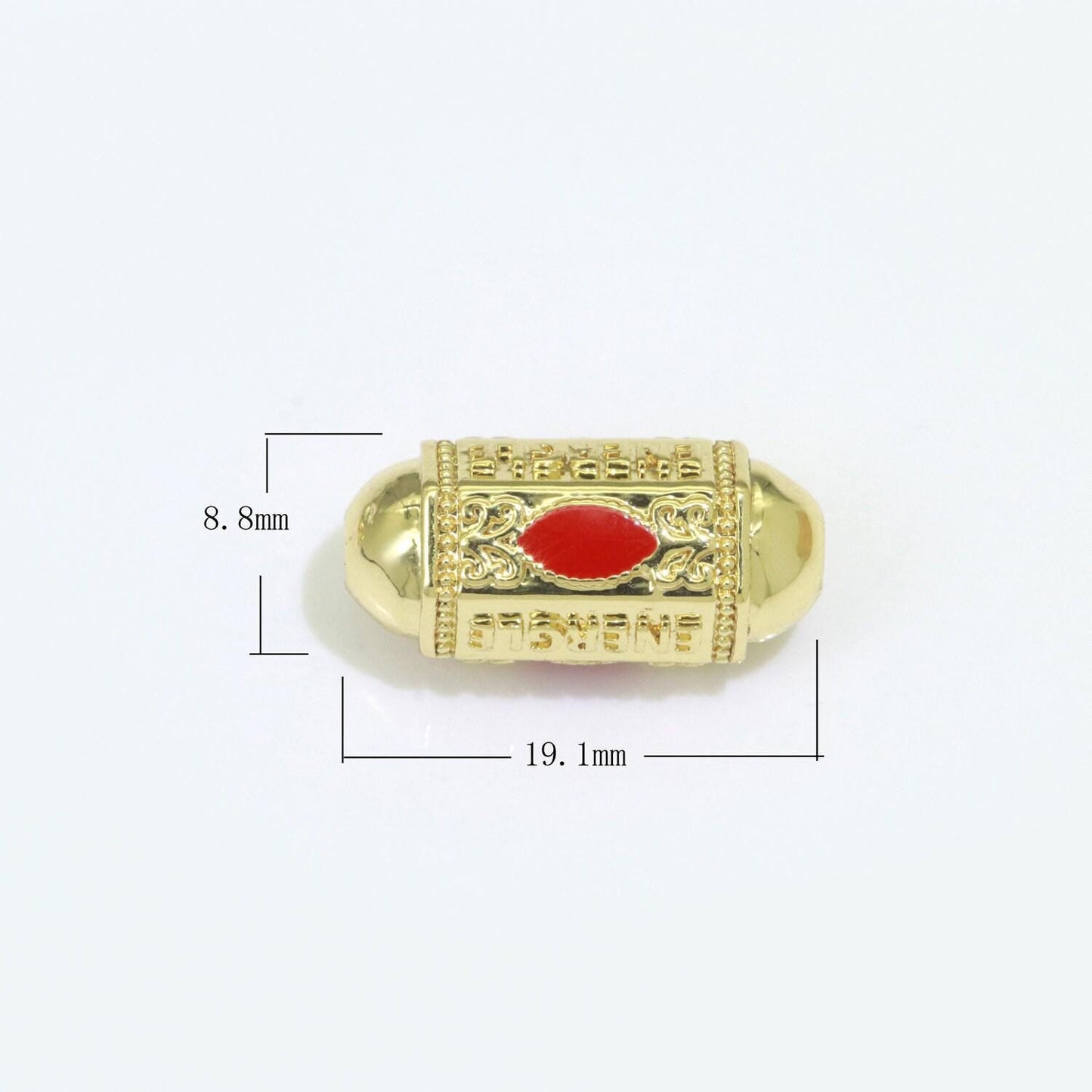 Enamel eye bead spacer pill shape small hole tube spacer beads, 14k gold filled drum barrel bead for bracelet component, b-626