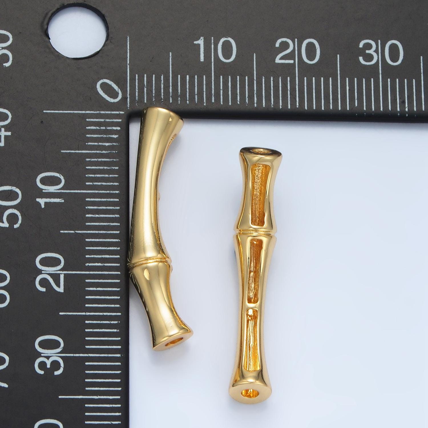 14k gold filled minimalist bamboo bead in gold & silver | b-624