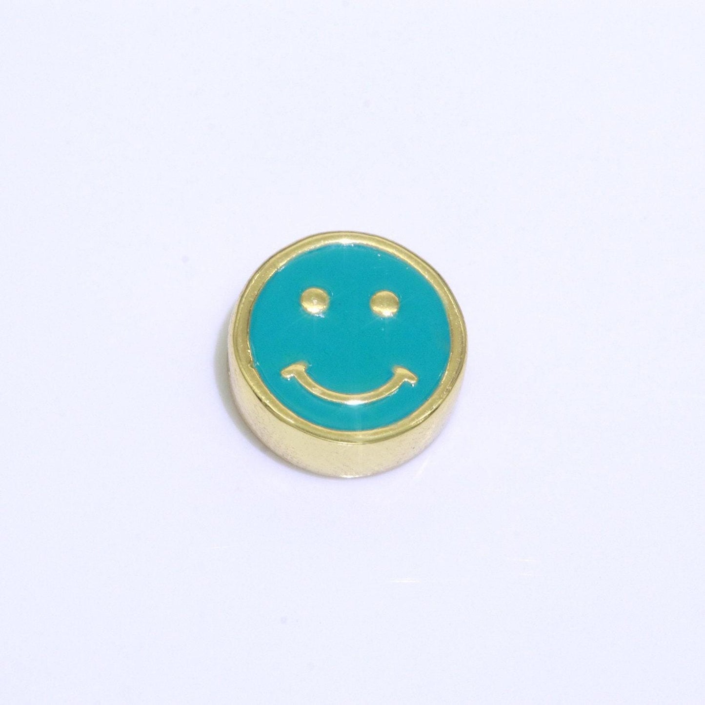 10mm enamel heart smile face bead, emoji bead, happy face, gold cute spacer bead, necklace and bracelet making, jewelry supply | b-609~b-610