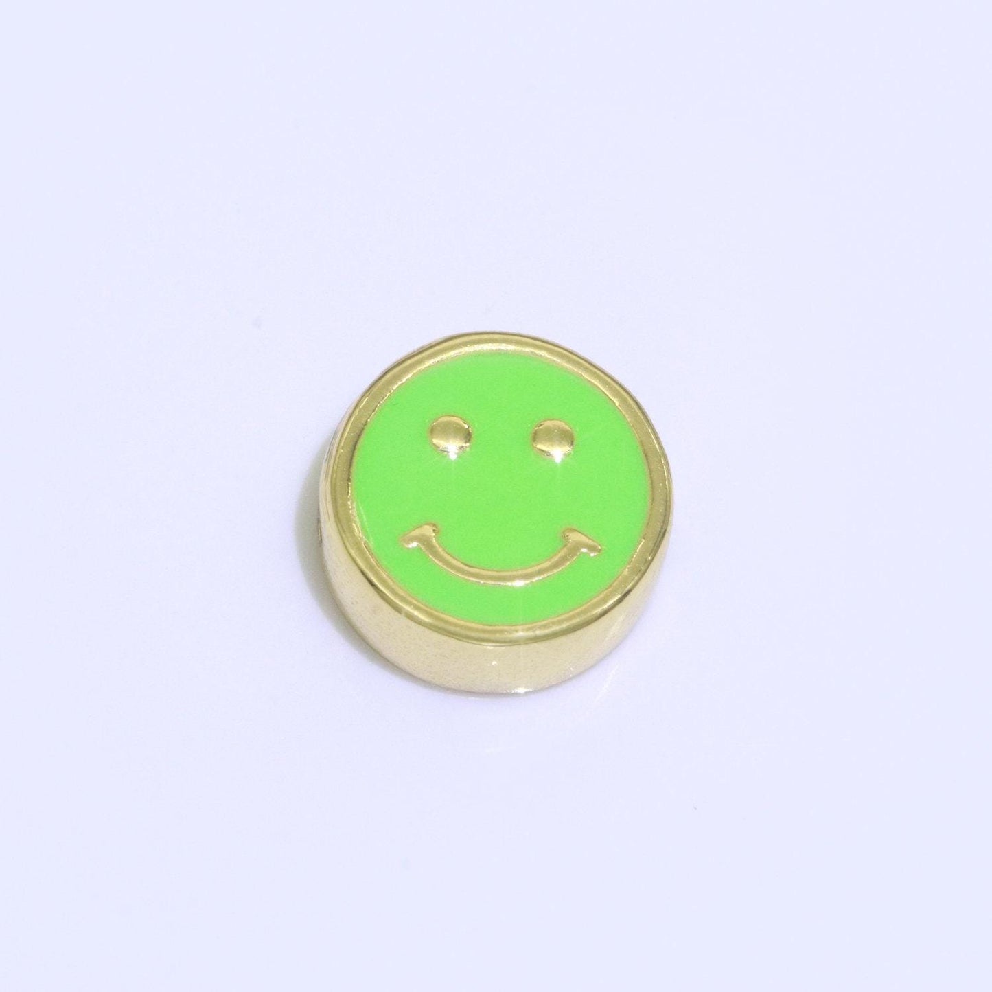 10mm enamel heart smile face bead, emoji bead, happy face, gold cute spacer bead, necklace and bracelet making, jewelry supply | b-609~b-610