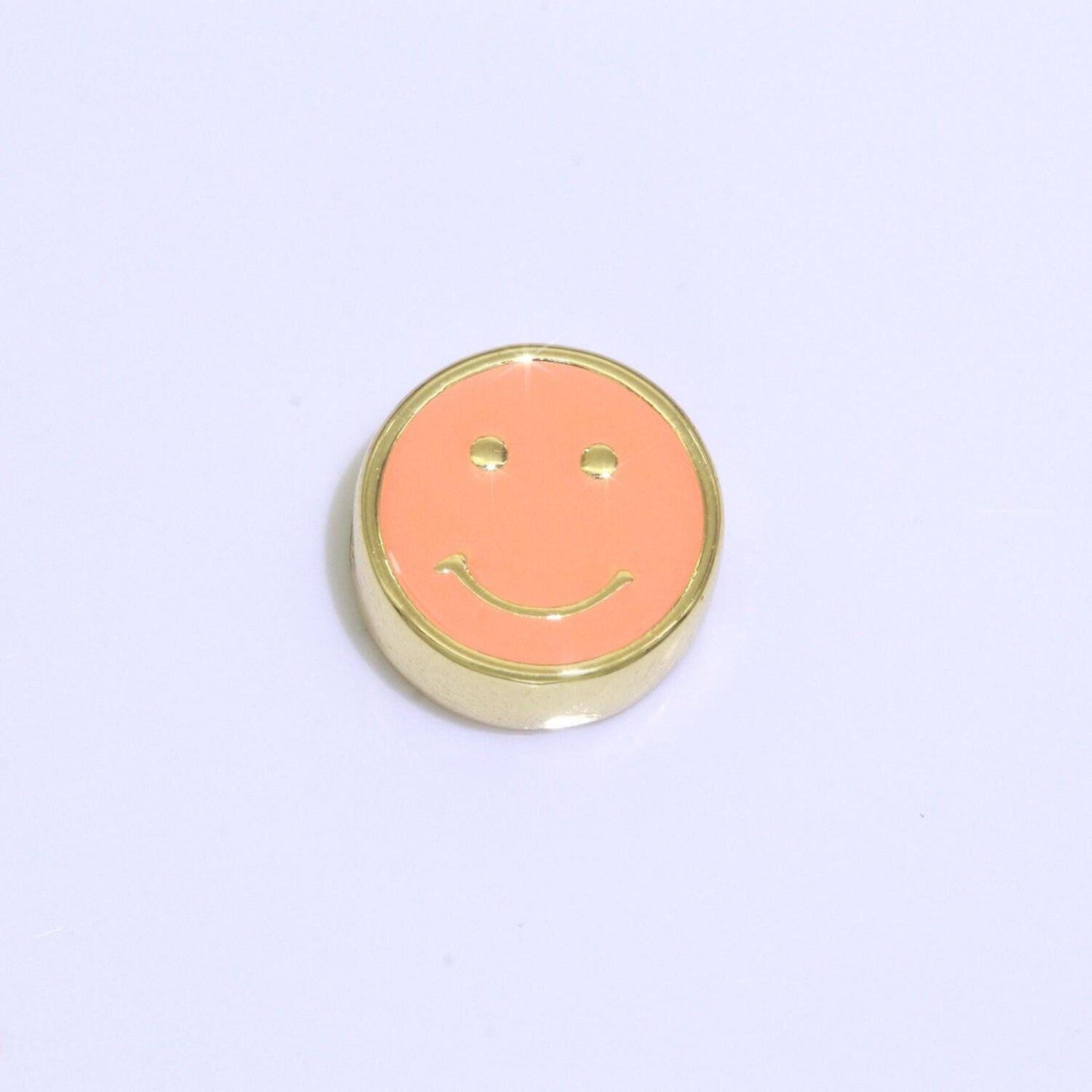 10mm enamel heart smile face bead, emoji bead, happy face, gold cute spacer bead, necklace and bracelet making, jewelry supply | b-609~b-610